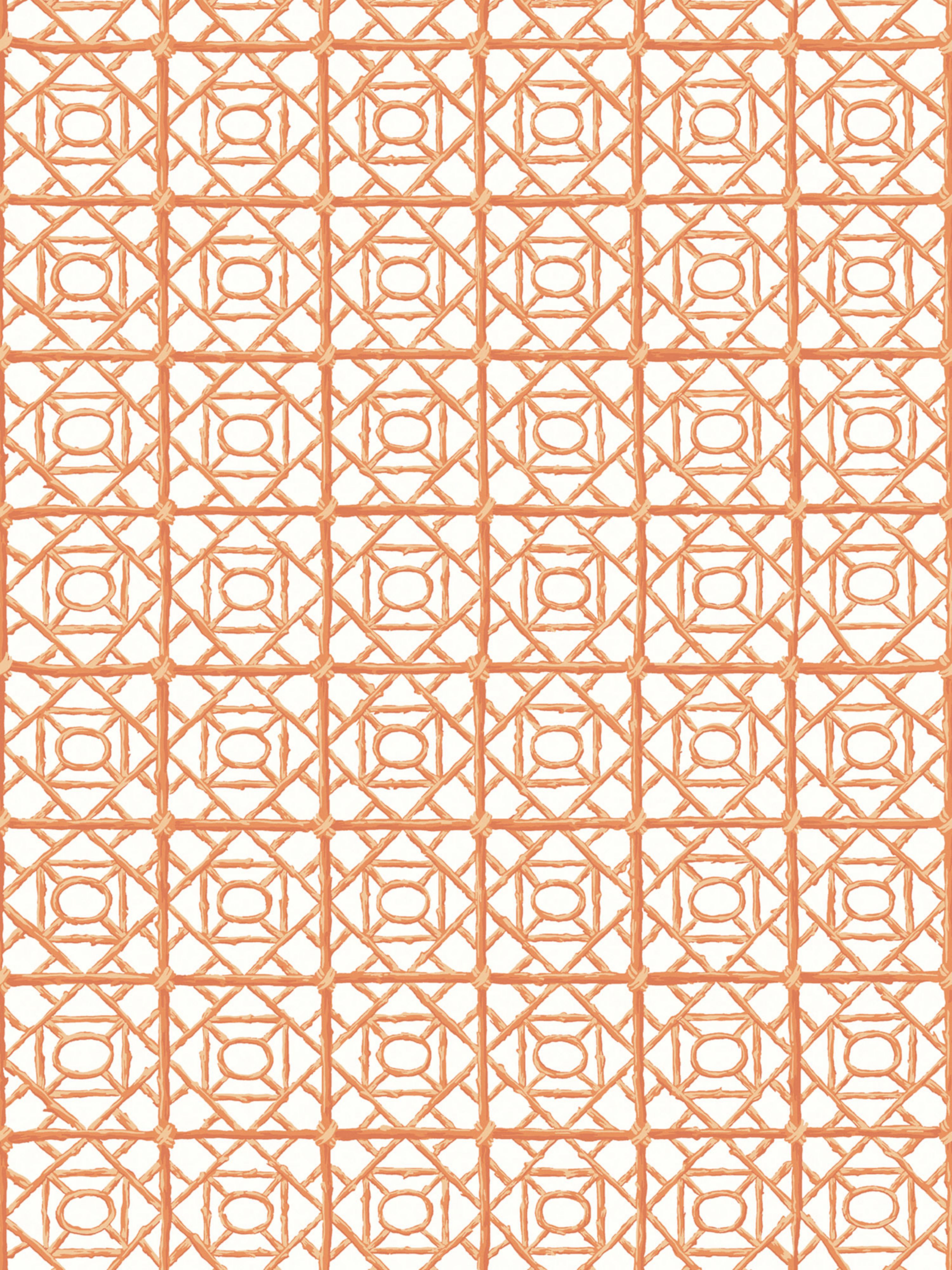 Ormond Fret wallpaper in tangerine color - pattern number SC WP88613D0005 - by Scalamandre in the  collection