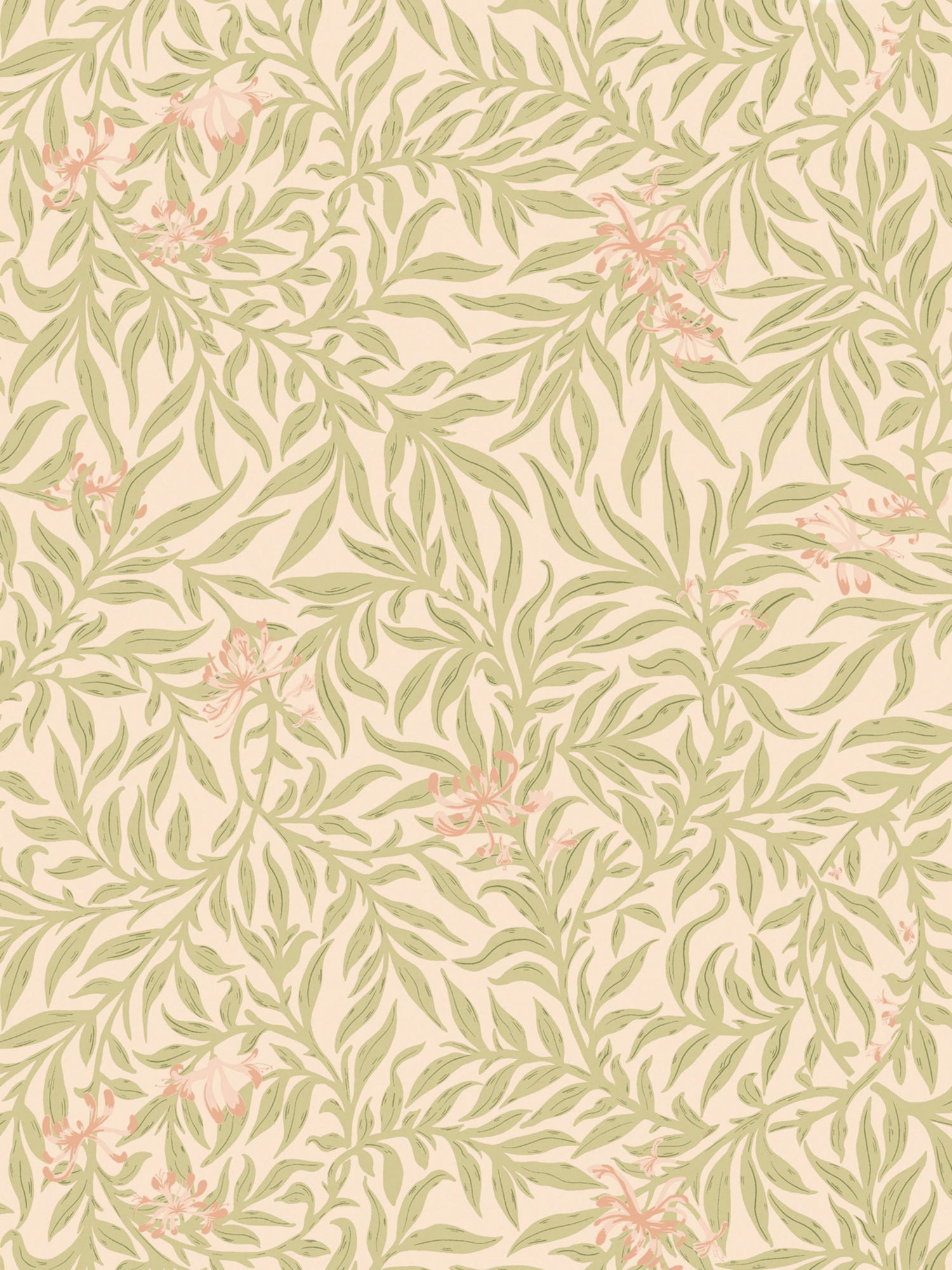 Honeysuckle wallpaper in lime peach color - pattern number SC WP88617D0002 - by Scalamandre in the  collection