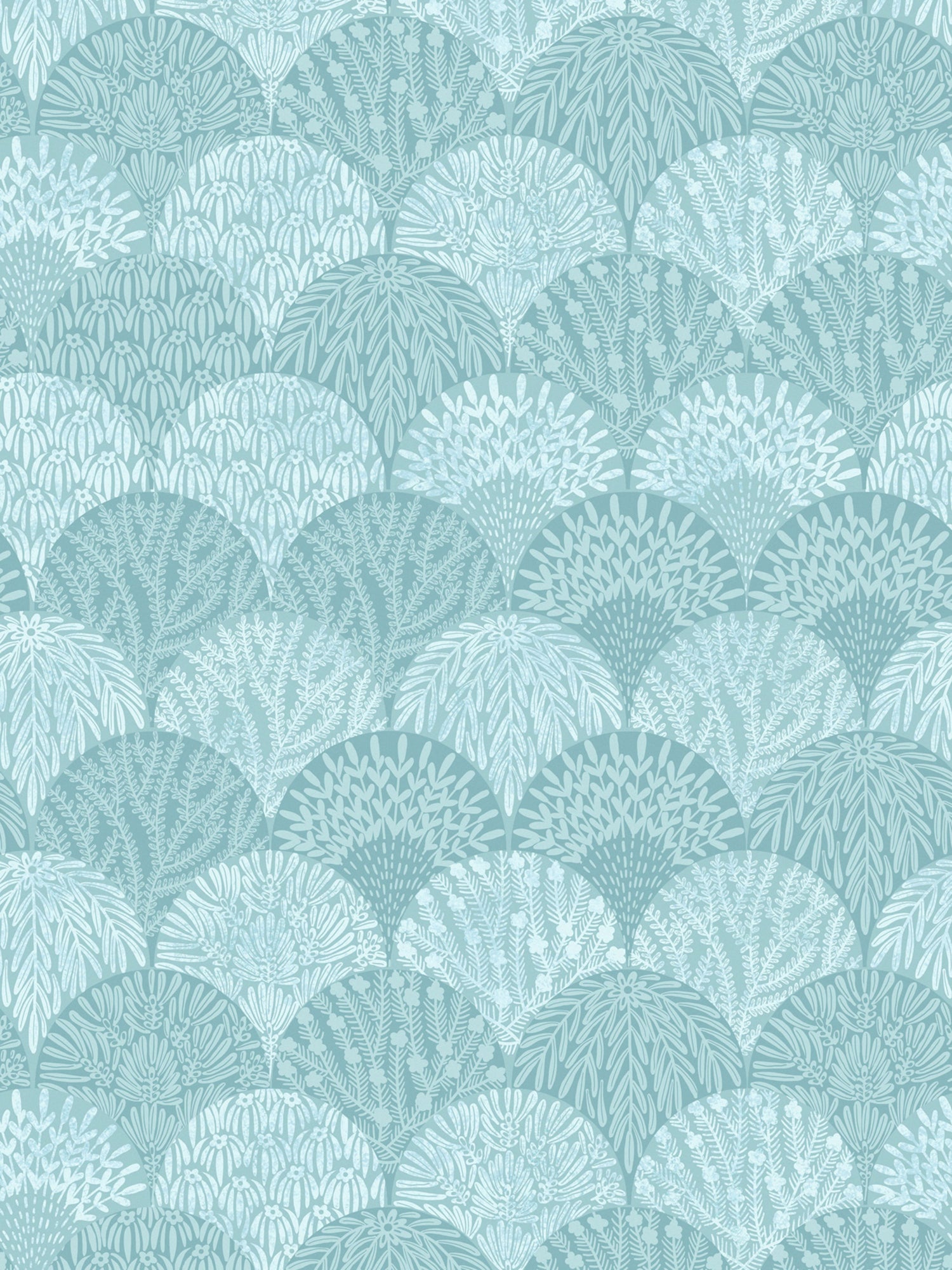 Herb Garden wallpaper in aqua color - pattern number SC WP88618D0005 - by Scalamandre in the  collection