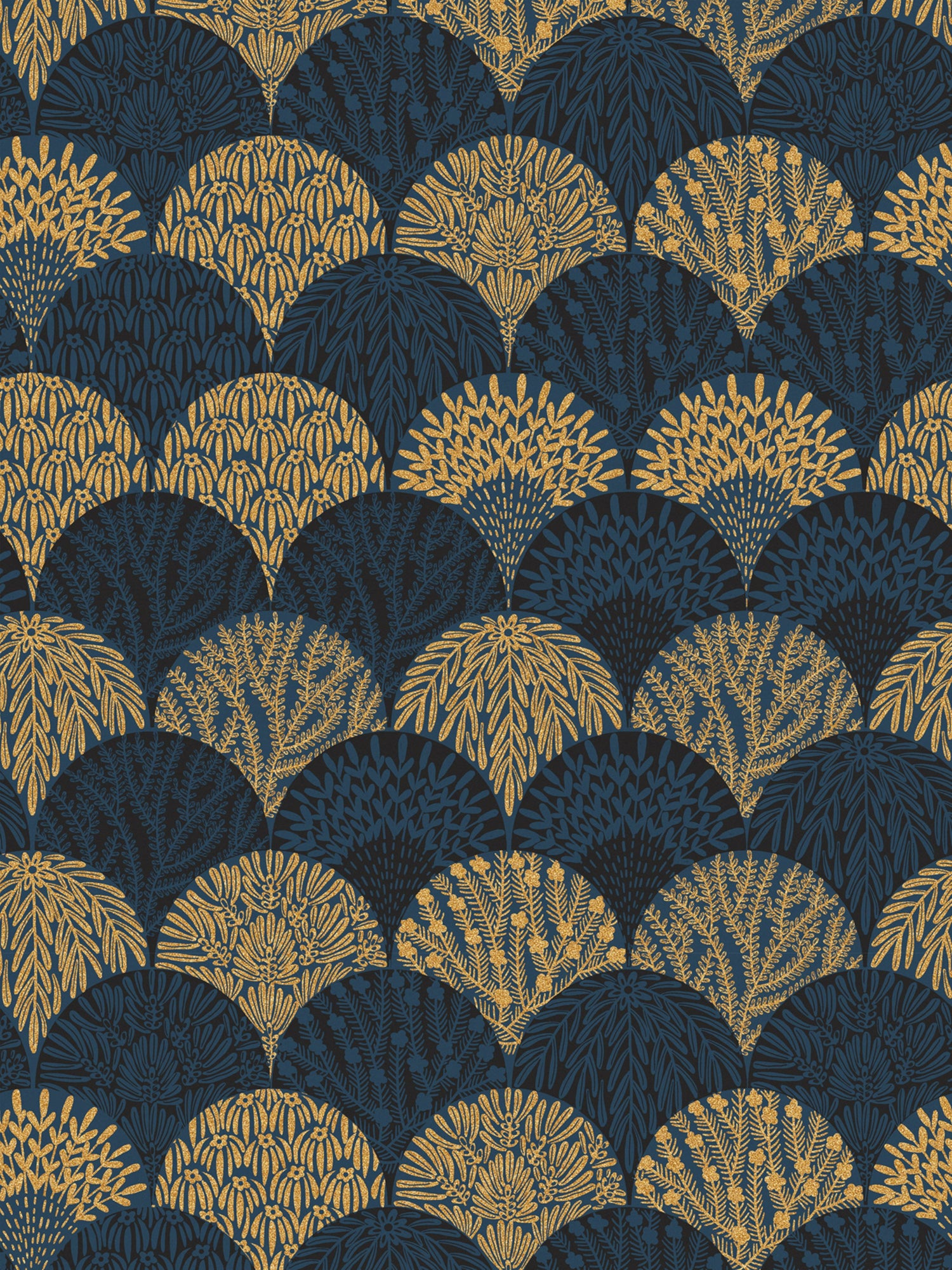 Herb Garden wallpaper in midnight color - pattern number SC WP88618D0007 - by Scalamandre in the  collection