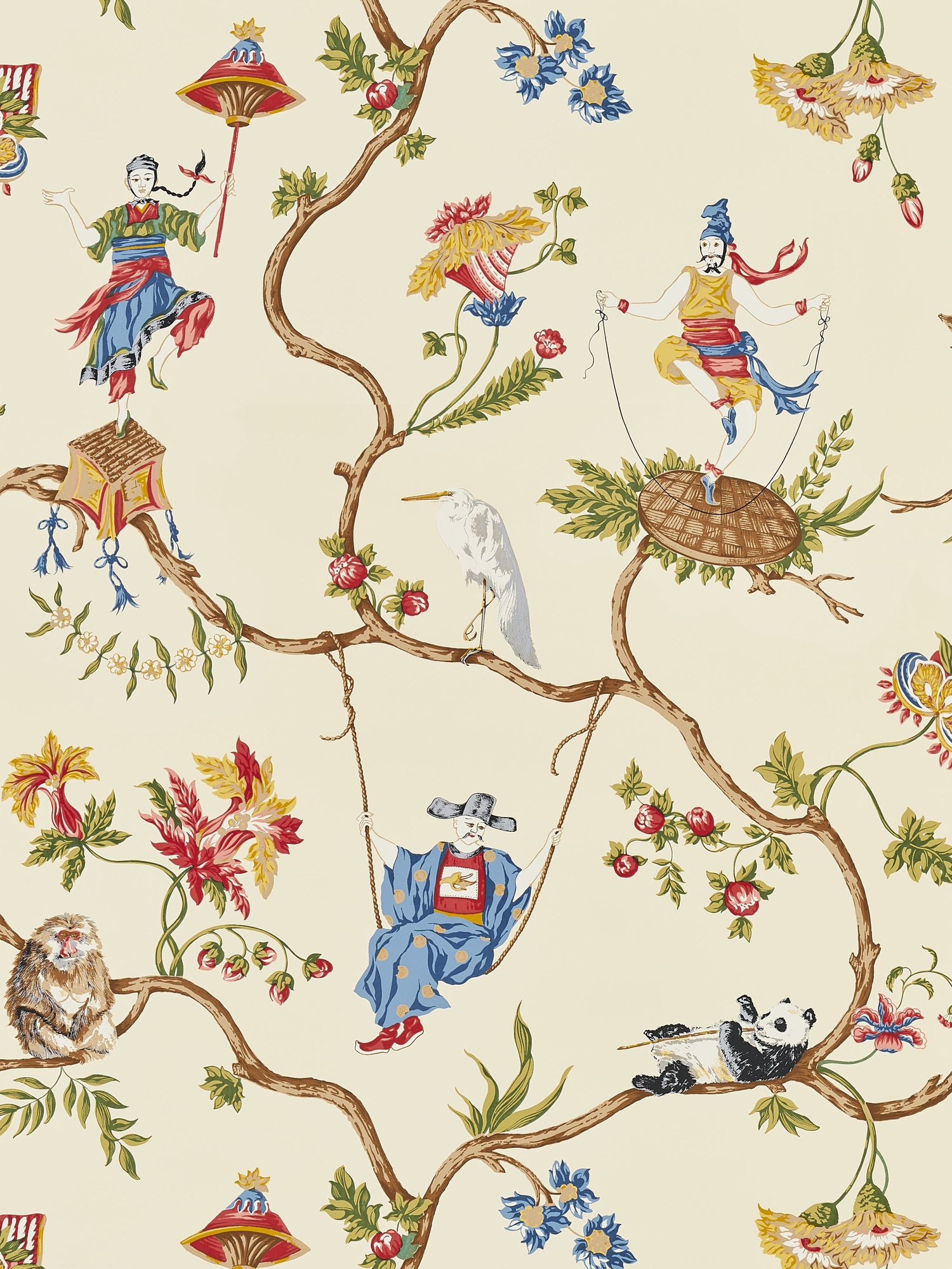 Ming Circus wallpaper in multi on beige color - pattern number SC 0001WP81605 - by Scalamandre in the  collection