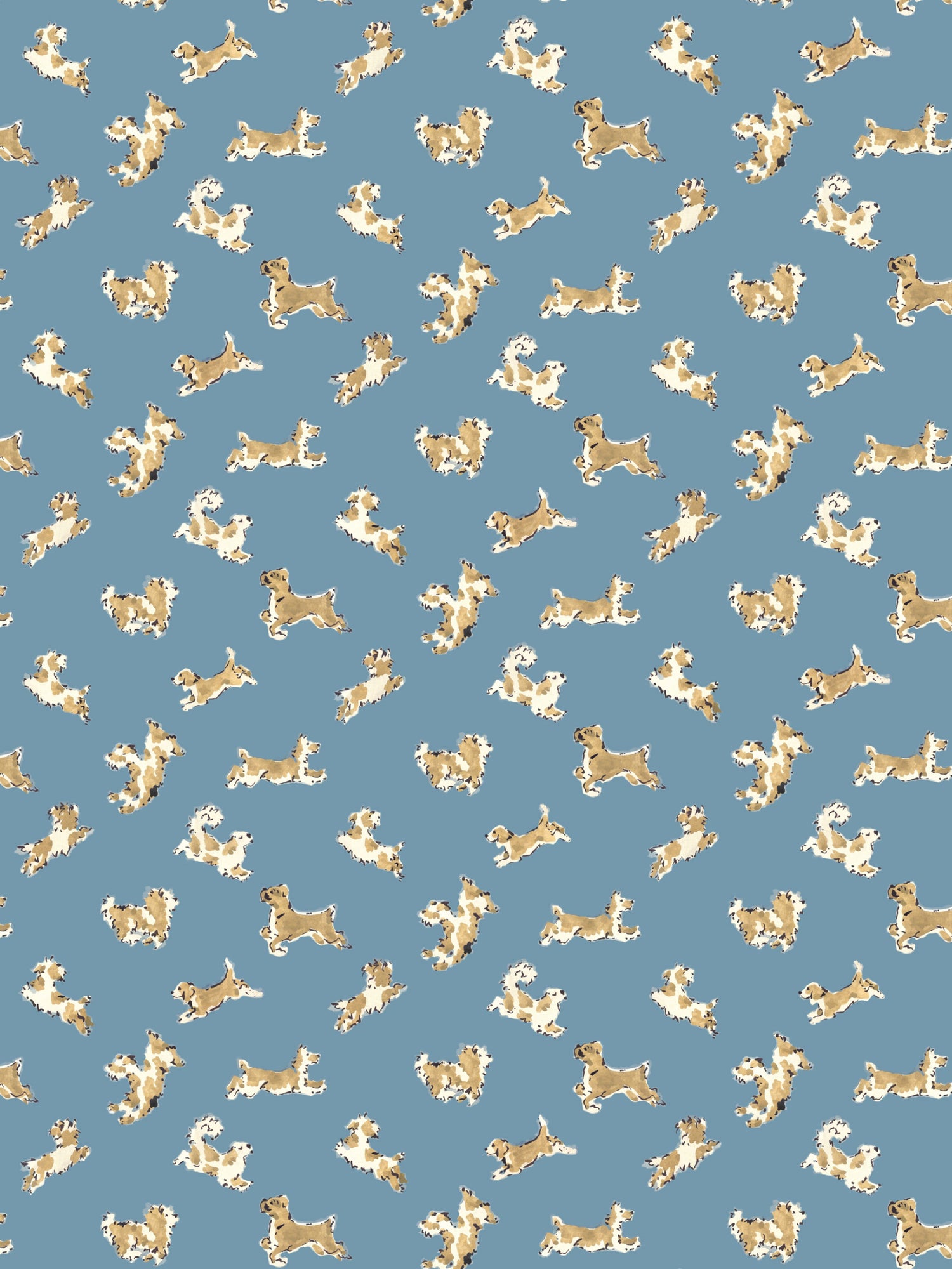 Fete De Chien wallpaper in denim and tan color - pattern number SC WP88183D0001 - by Scalamandre in the  collection