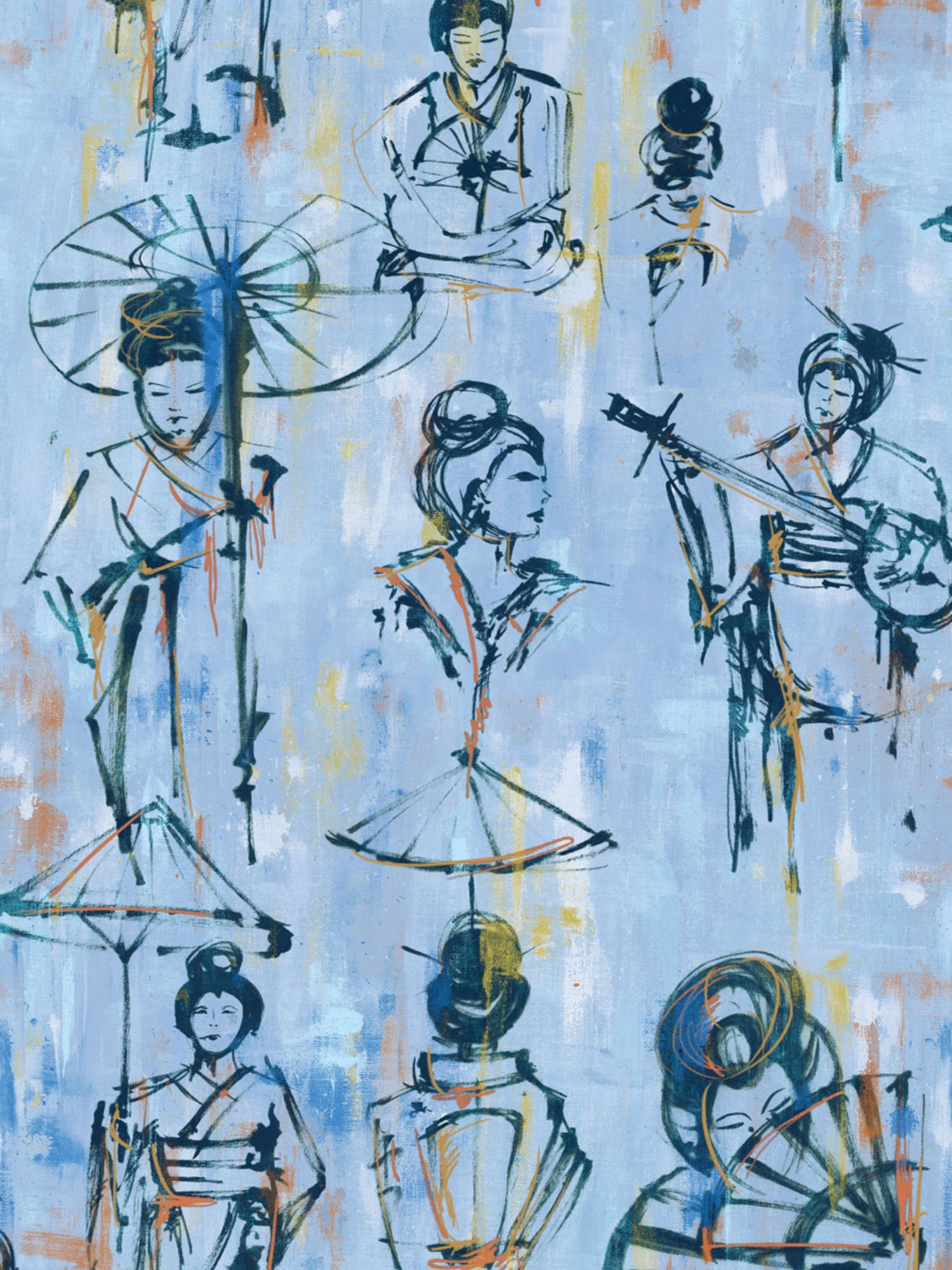 Yumiko wallpaper in sky color - pattern number SC 0001WP88450 - by Scalamandre in the  collection