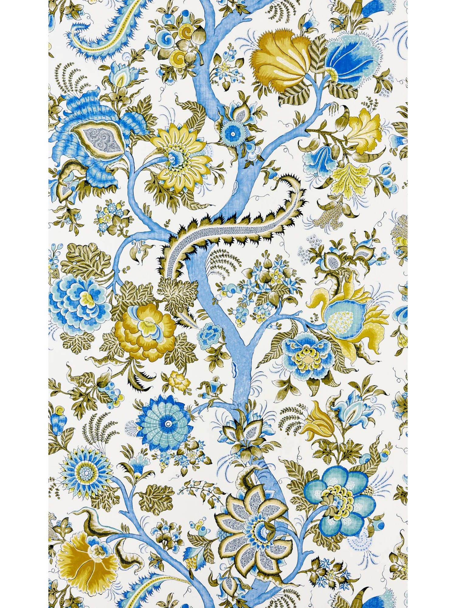 Metropolitan Palampore fabric in sky and sunlight color - pattern number SC 0001WP88561 - by Scalamandre in the  collection