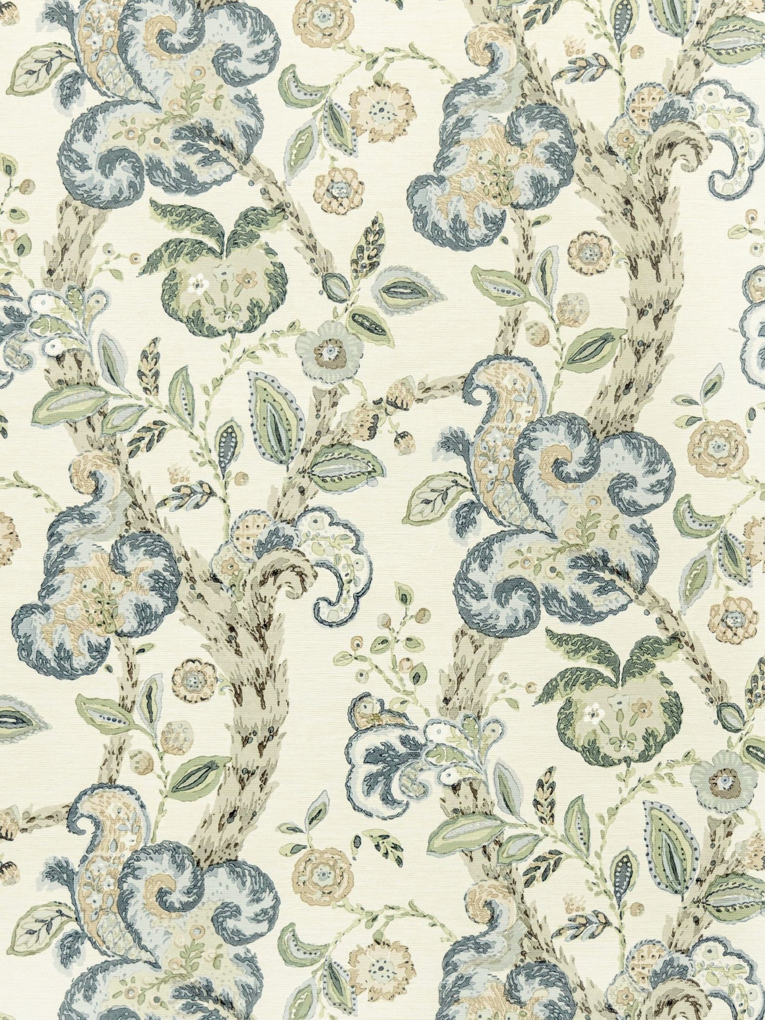 Cumbria fabric in aquamarine on ivory color - pattern number SC 0001WP88589 - by Scalamandre in the  collection