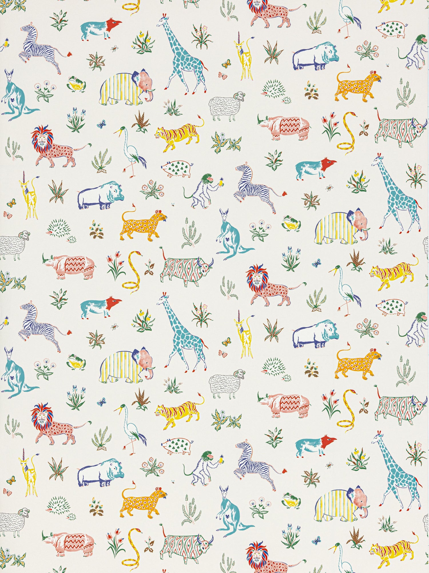 Zoo wallpaper in primary color - pattern number SC WP88609D0001 - by Scalamandre in the  collection