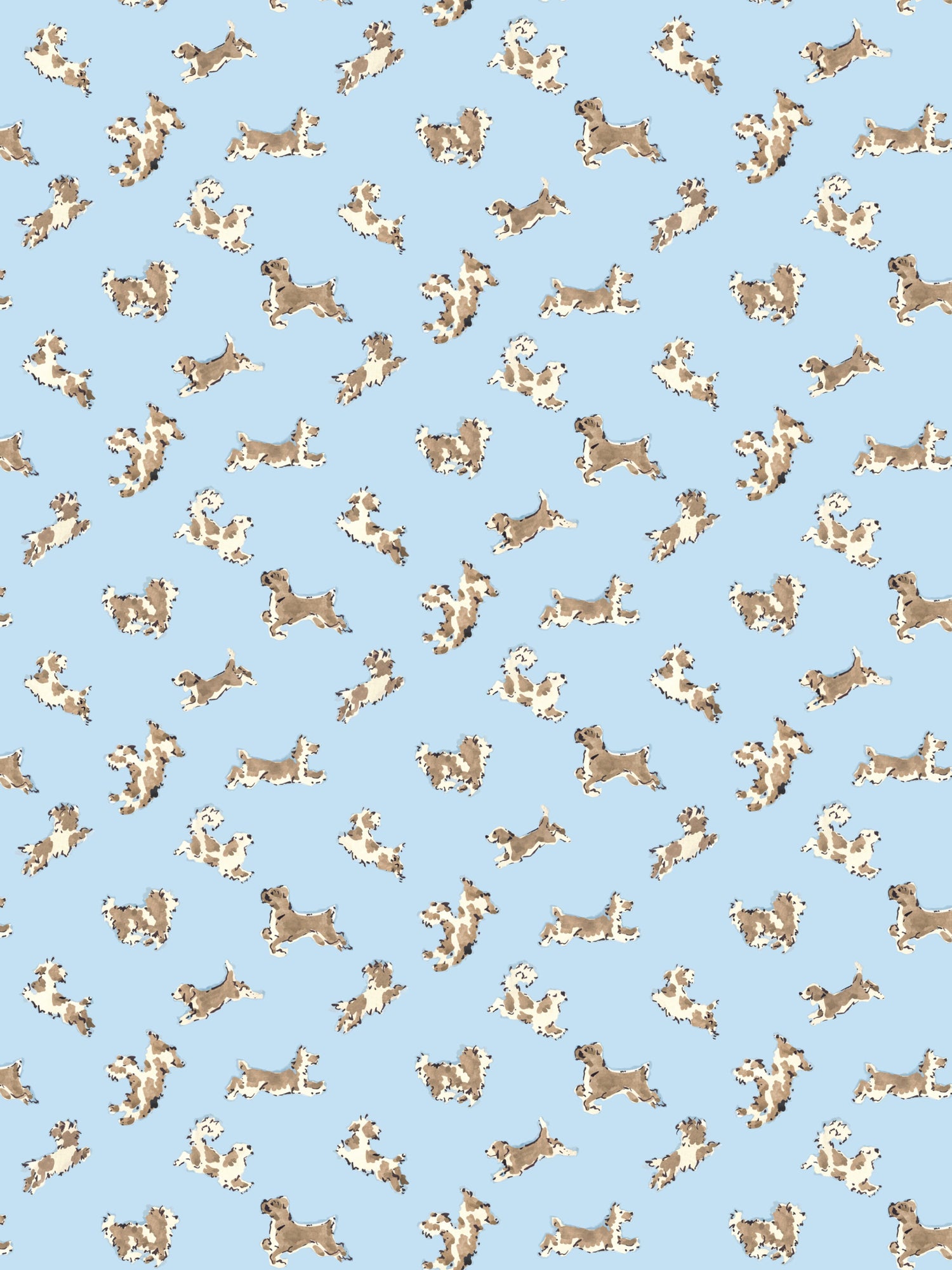 Fete De Chien wallpaper in light blue and suede color - pattern number SC WP88183D0002 - by Scalamandre in the  collection