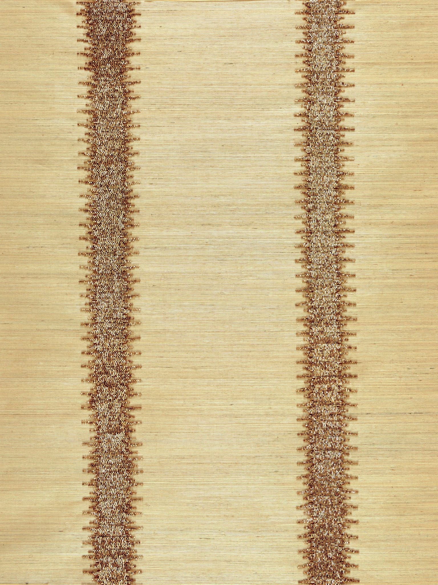 Veronica Beaded Grasscloth fabric in burnished gold color - pattern number SC 0002WP88386 - by Scalamandre in the  collection
