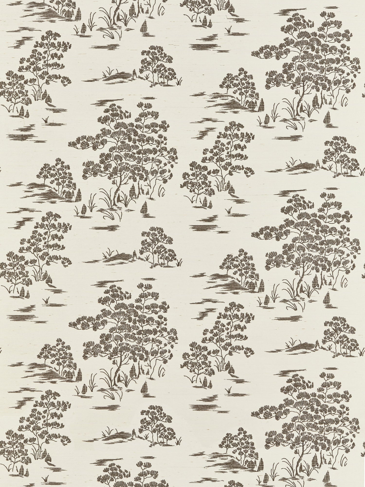 Katsura Embroidered Toile wallpaper in bark color - pattern number SC 0002WP88445 - by Scalamandre in the  collection