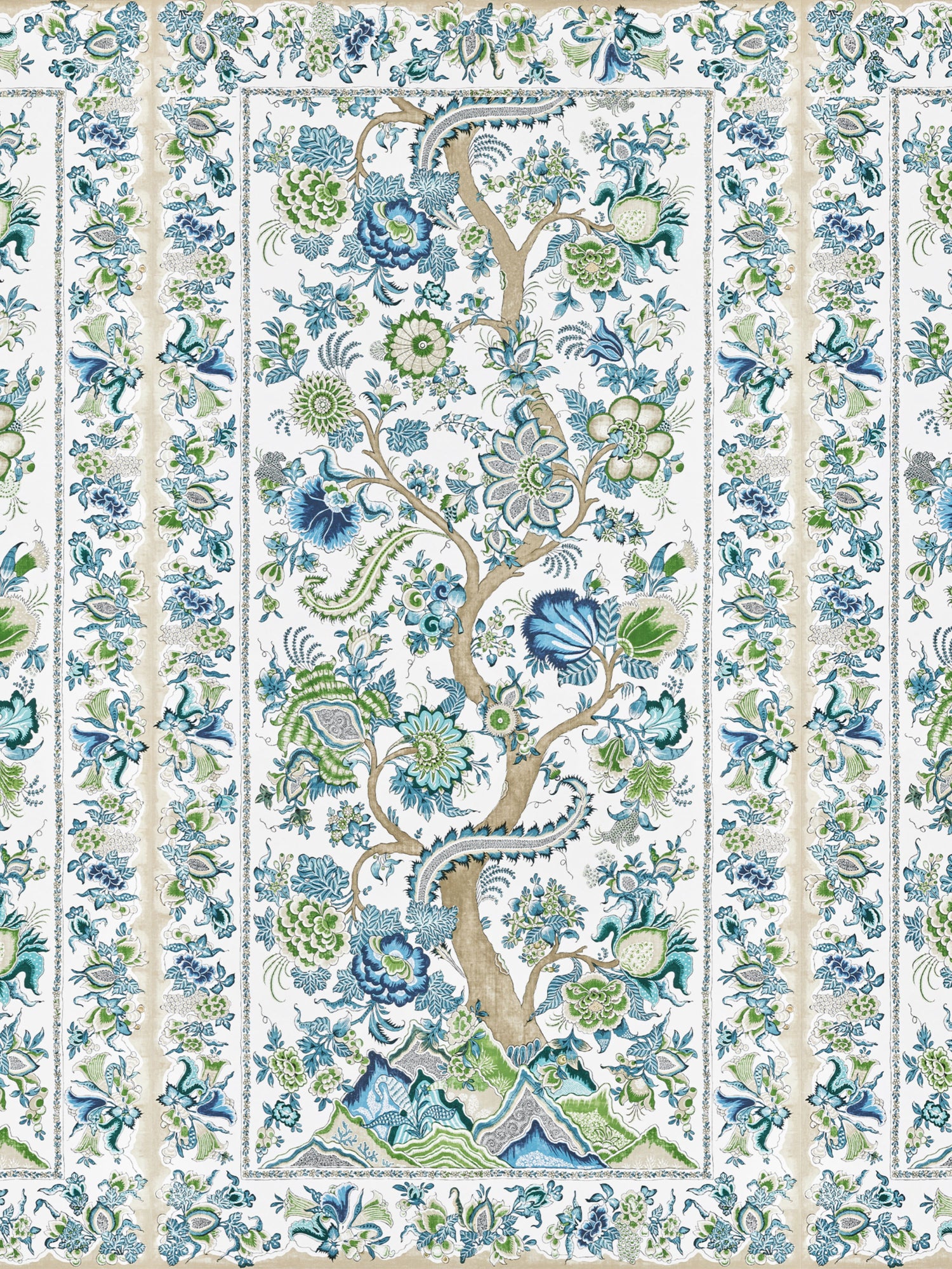 Metropolitan Palampore mural in aegean color - pattern number SC 0002WP88567 - by Scalamandre in the  collection