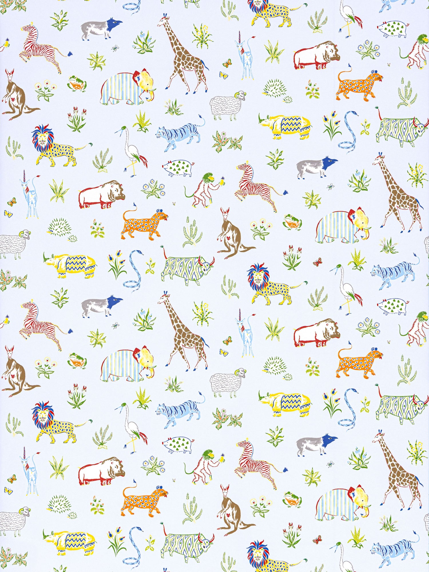Zoo wallpaper in powder blue color - pattern number SC WP88609D0002 - by Scalamandre in the  collection