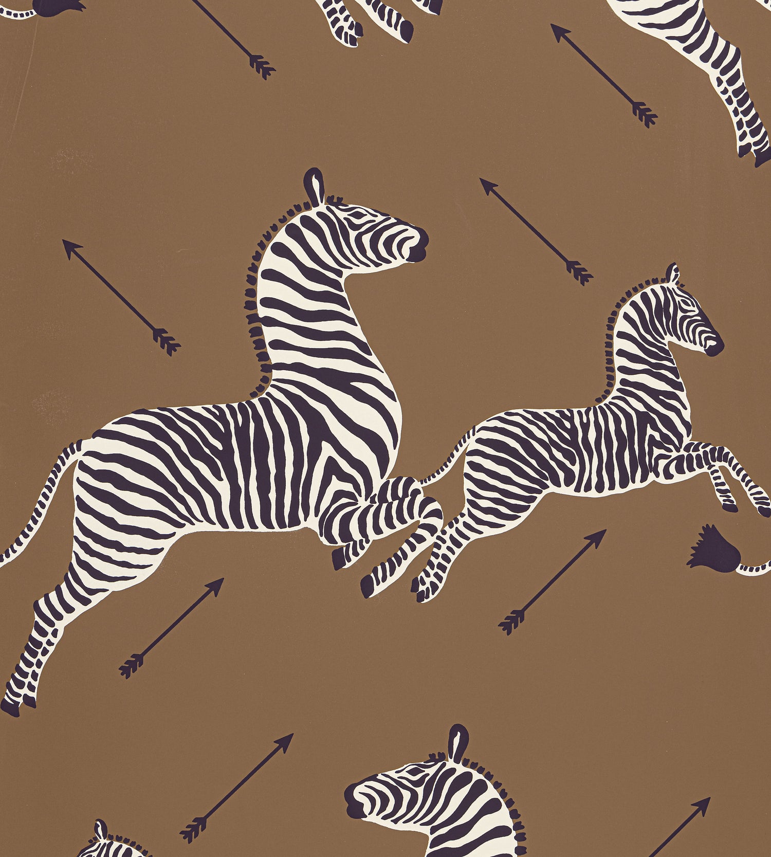 Zebras Wallpaper in safari brown color - pattern number SC WP81388D0003 - by Scalamandre in the  collection