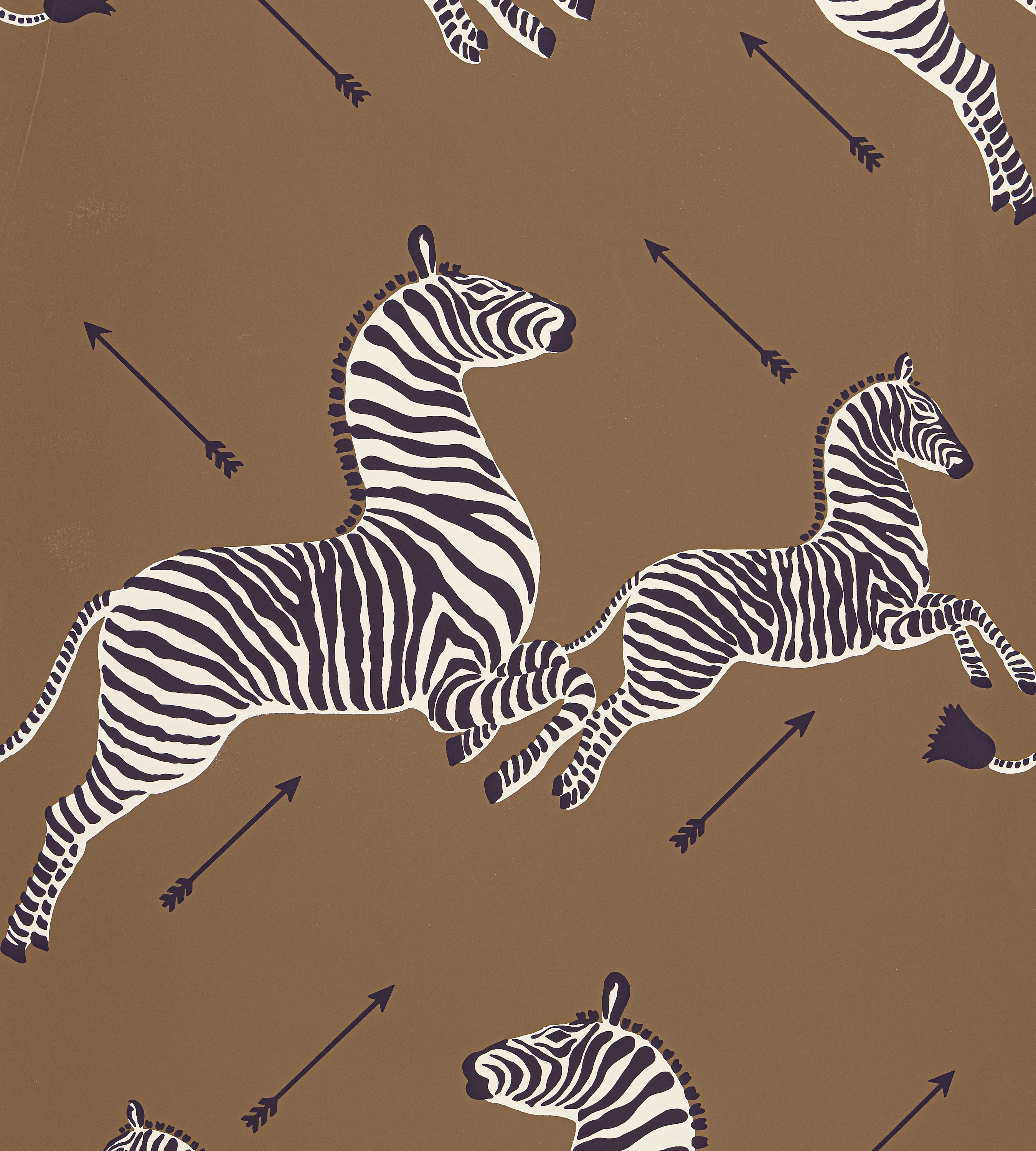 Zebras Wallpaper in safari brown color - pattern number SC WP81388D0003 - by Scalamandre in the  collection