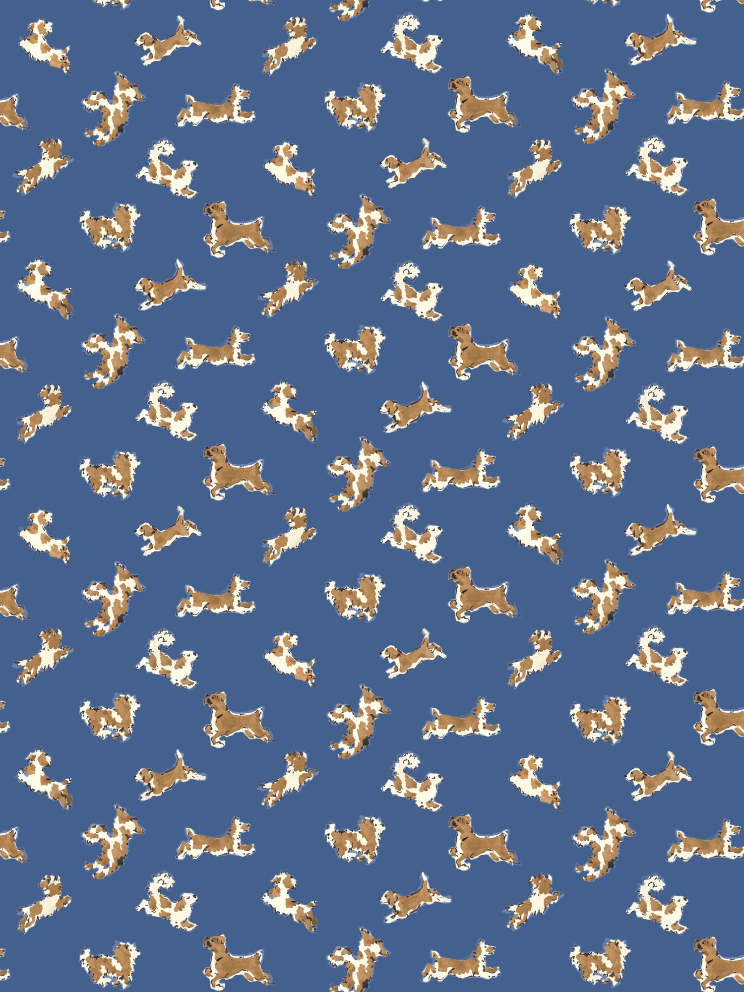 Fete De Chien wallpaper in royal blue and caramel color - pattern number SC WP88183D0003 - by Scalamandre in the  collection