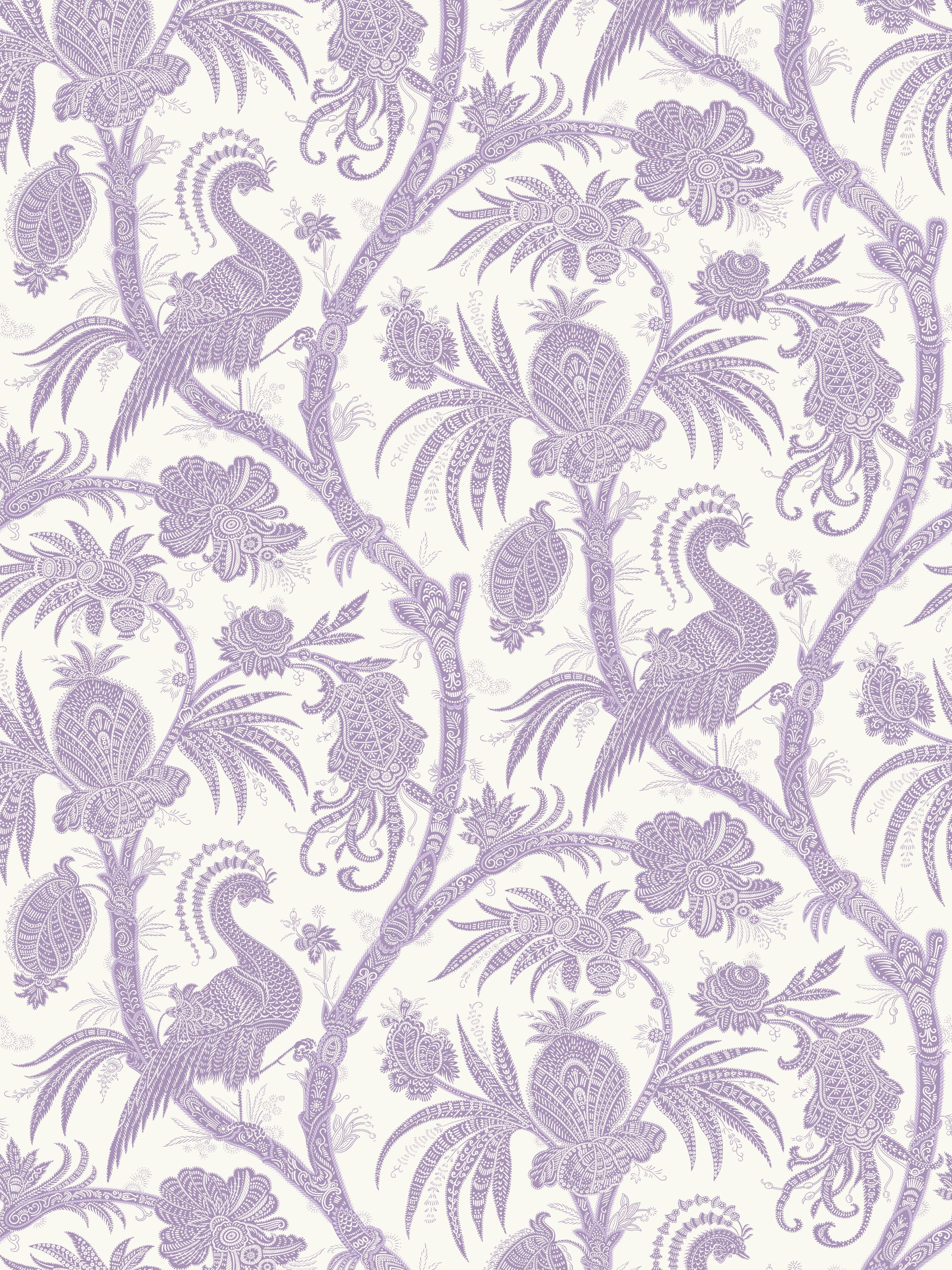 Balinese Peacock wallpaper in lavender color - pattern number SC 0003WP88355 - by Scalamandre in the  collection