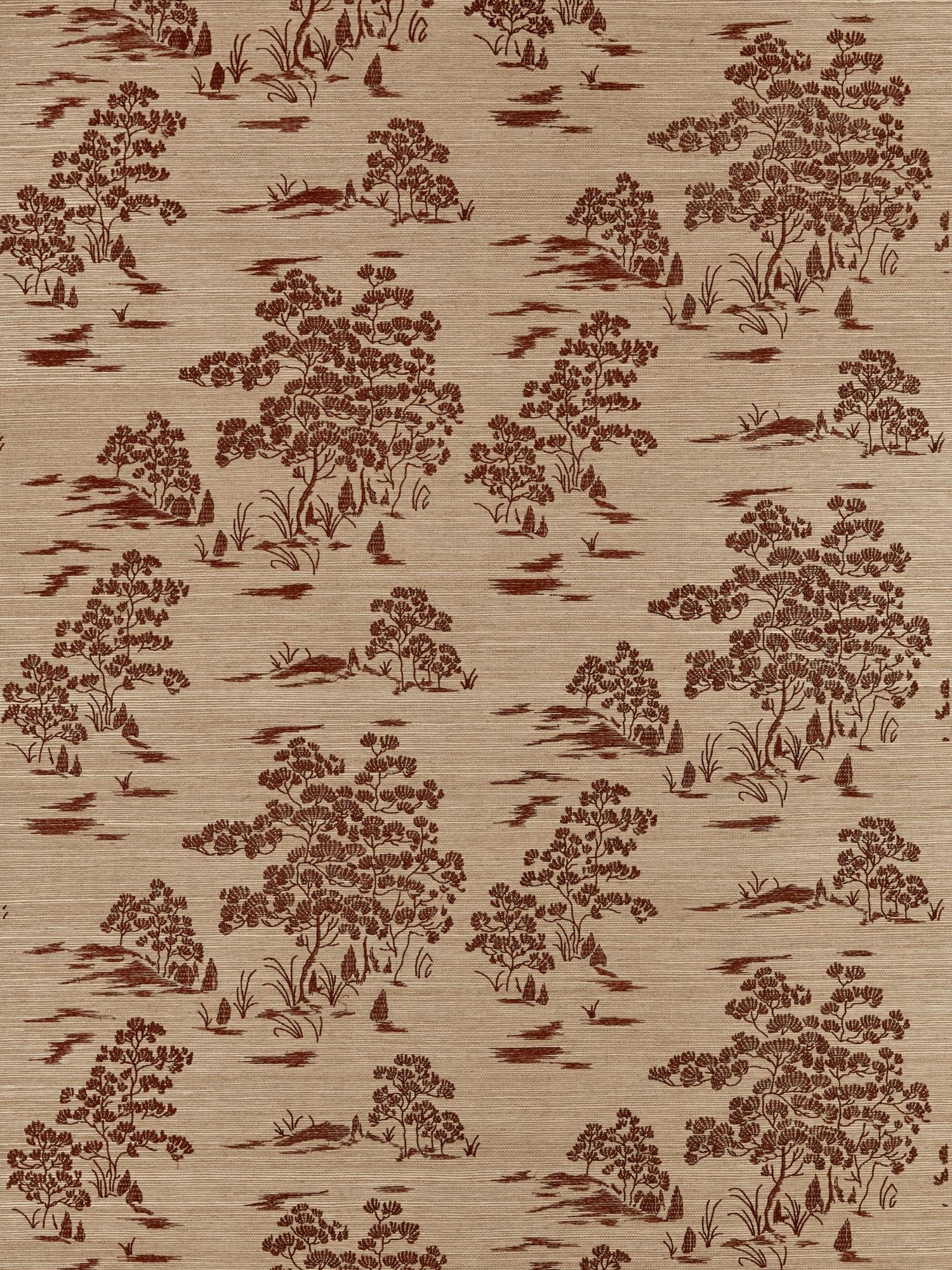 Katsura Embroidered Toile fabric in terra color - pattern number SC 0003WP88445 - by Scalamandre in the  collection