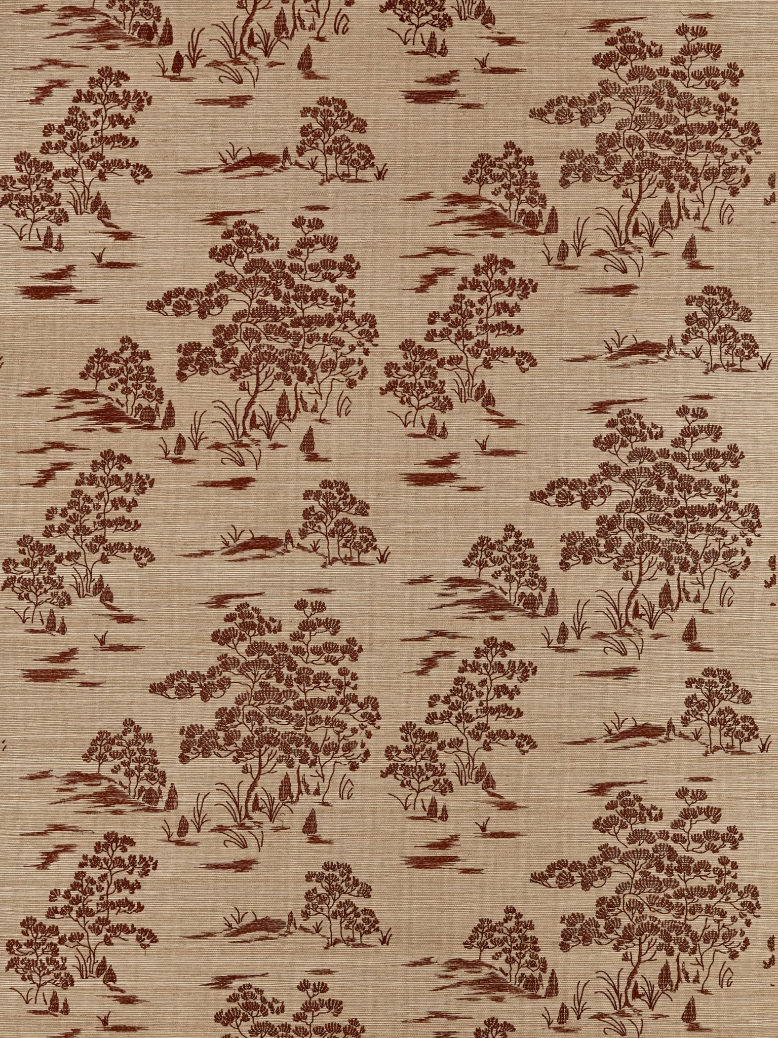 Katsura Embroidered Toile fabric in terra color - pattern number SC 0003WP88445 - by Scalamandre in the  collection
