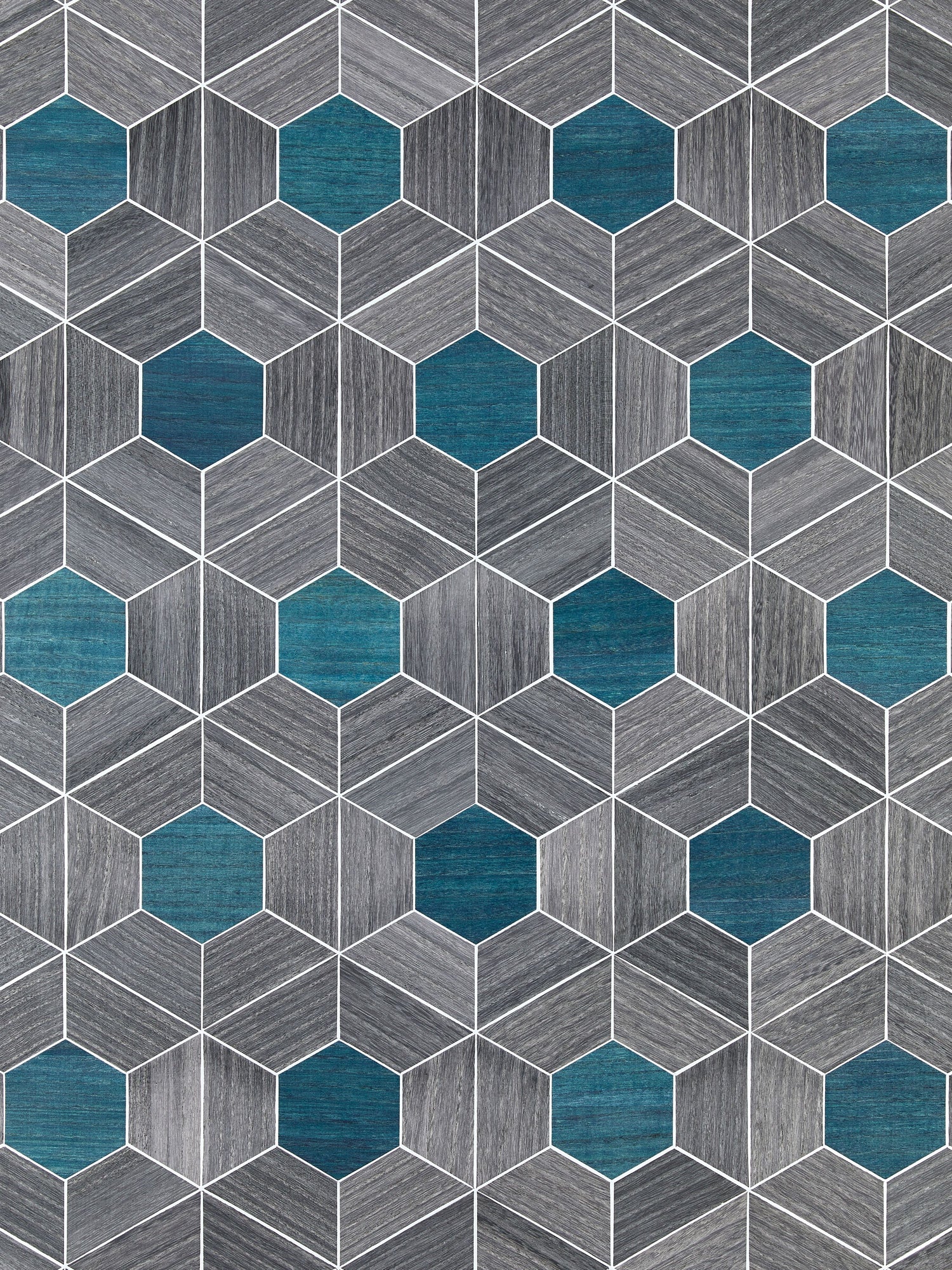 Hive Wood wallpaper in ash and aqua color - pattern number SC 0003WP88467 - by Scalamandre in the  collection