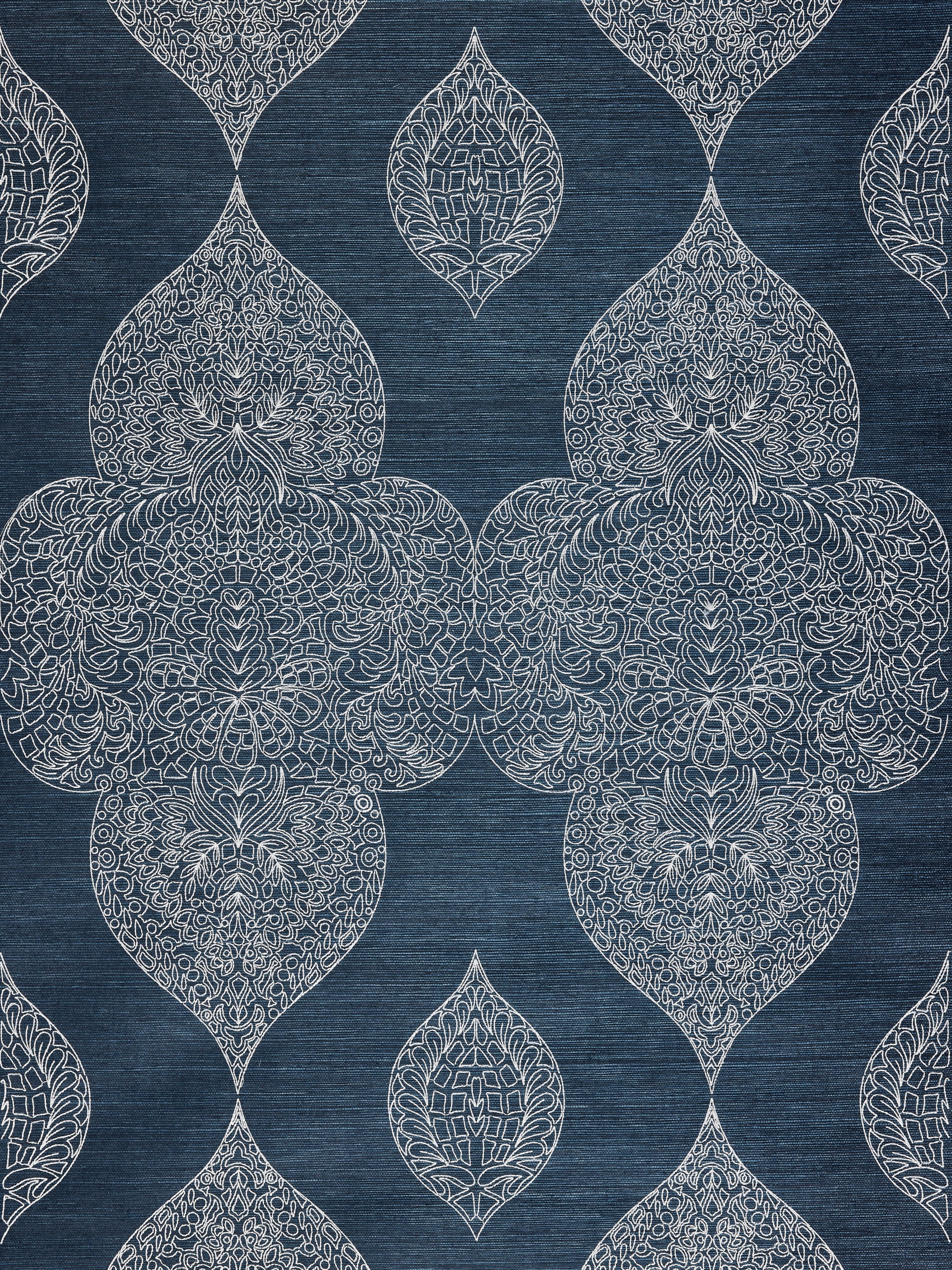 Taj Embroidered Sisal wallpaper in indigo color - pattern number SC 0003WP88555 - by Scalamandre in the  collection
