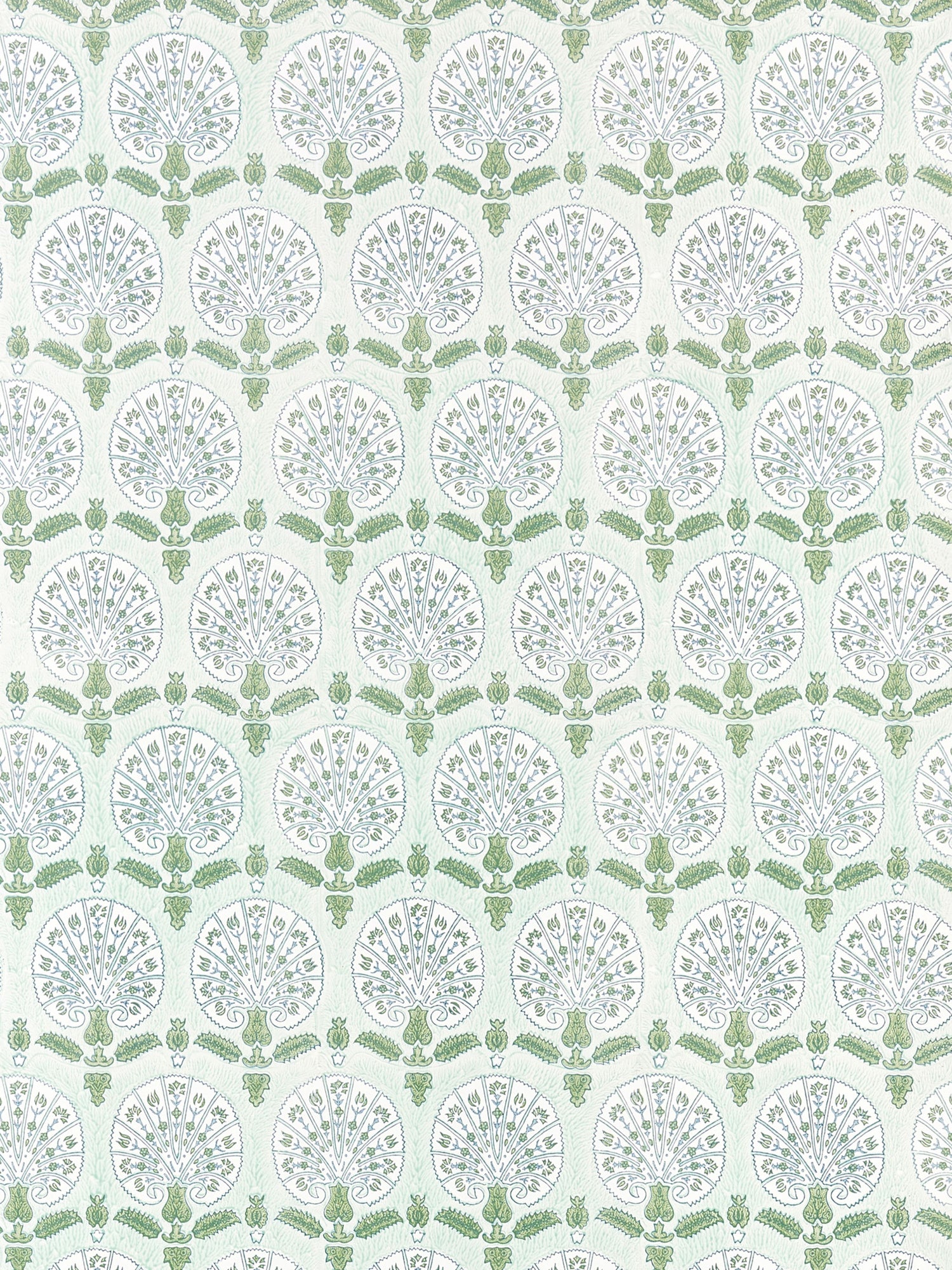 Karanfil Block Print wallpaper in green tea color - pattern number SC 0003WP88560 - by Scalamandre in the  collection