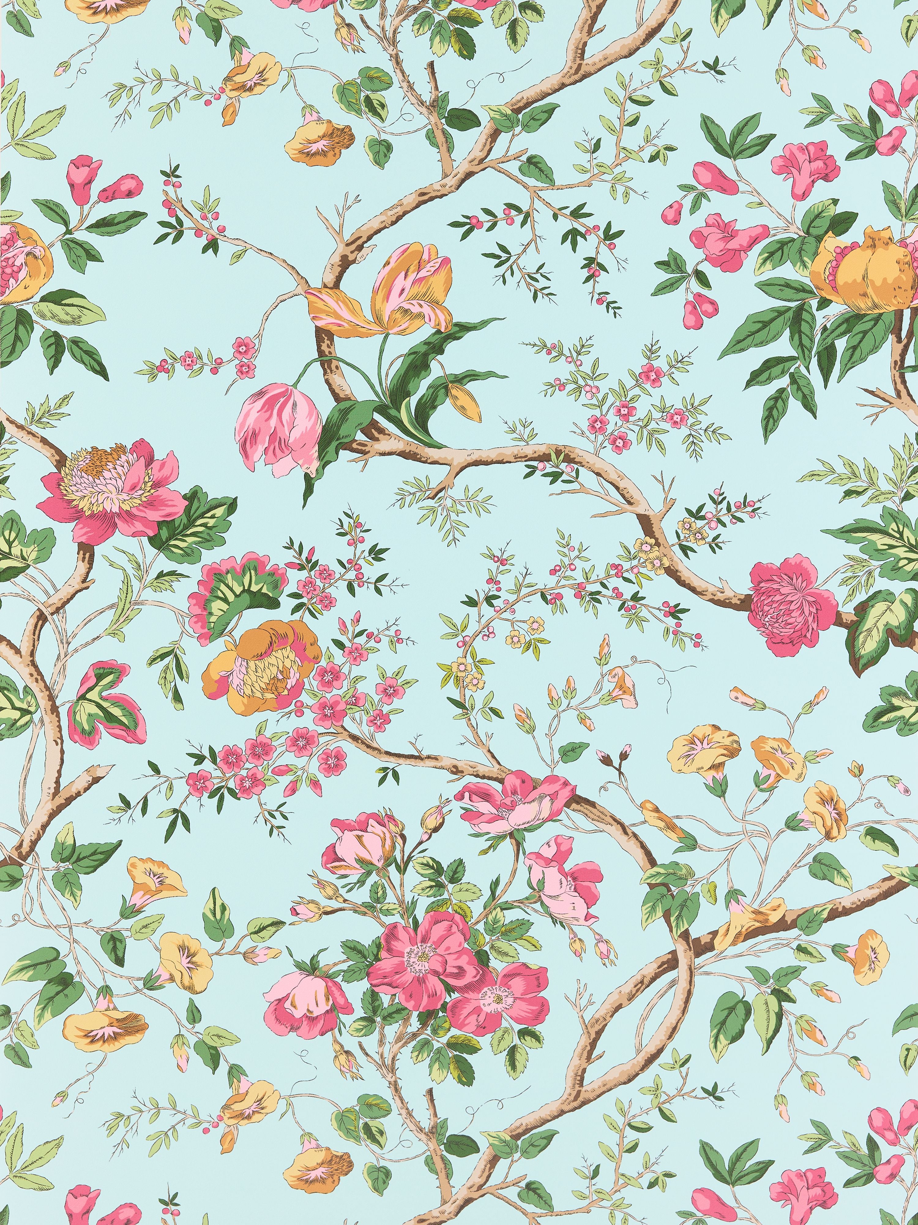Persephone wallpaper in spring sky color - pattern number SC 0003WP88563 - by Scalamandre in the  collection