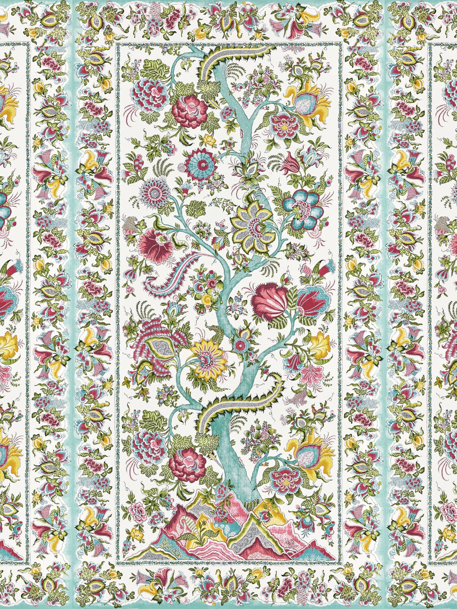 Metropolitan Palampore Mural fabric in flower garden color - pattern number SC 0003WP88567 - by Scalamandre in the  collection