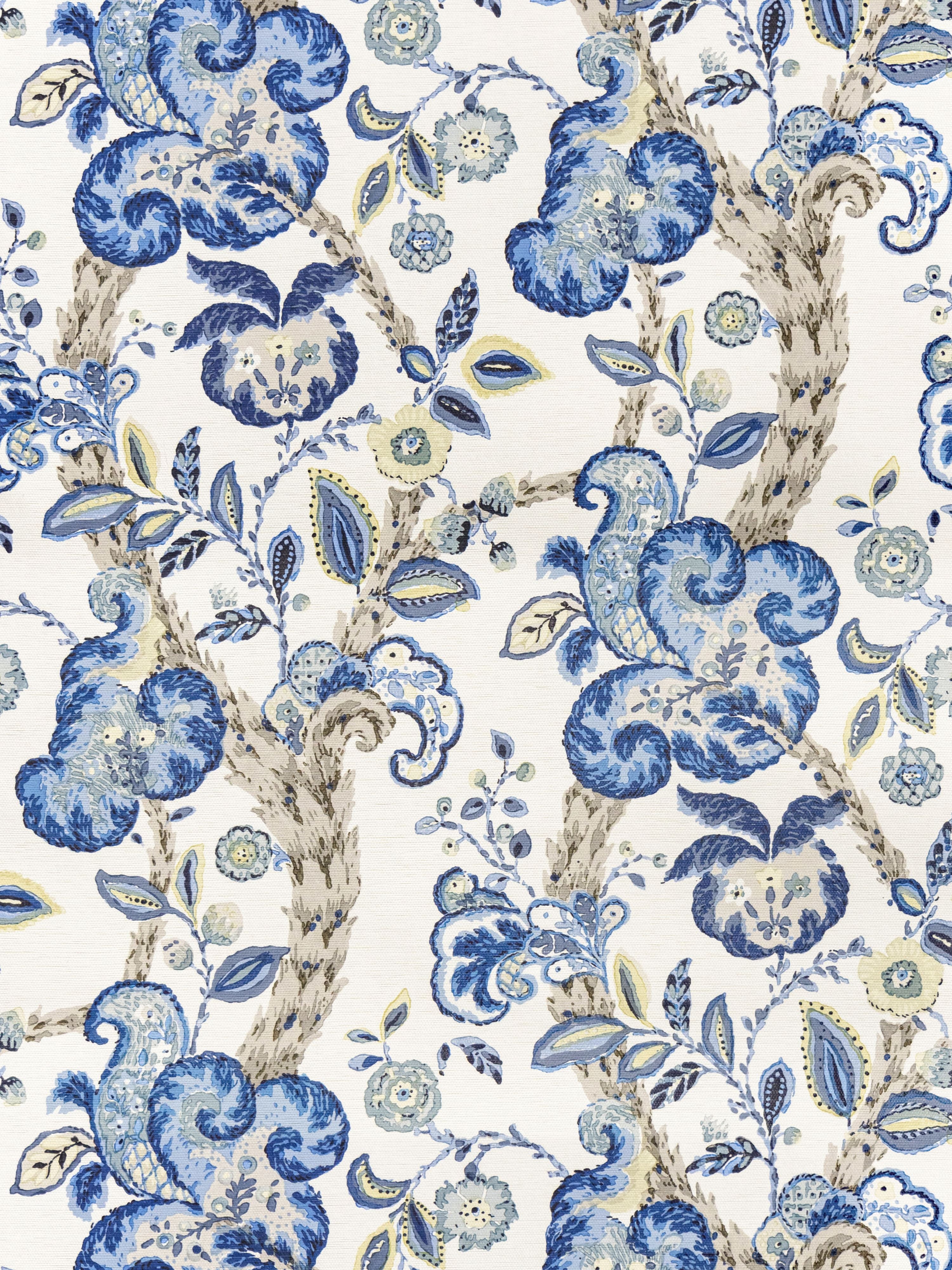 Cumbria wallpaper in china blue on ivory color - pattern number SC 0003WP88589 - by Scalamandre in the  collection