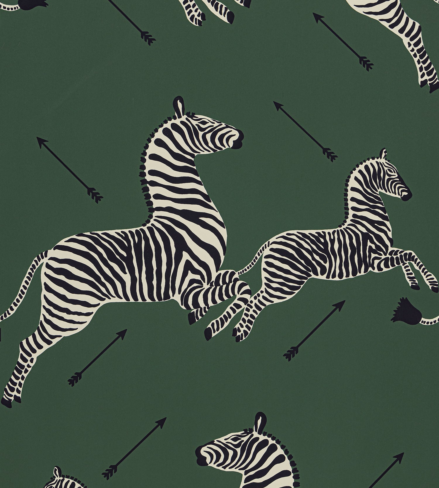 Zebras Wallpaper in serengeti green color - pattern number SC WP81388D0004 - by Scalamandre in the  collection