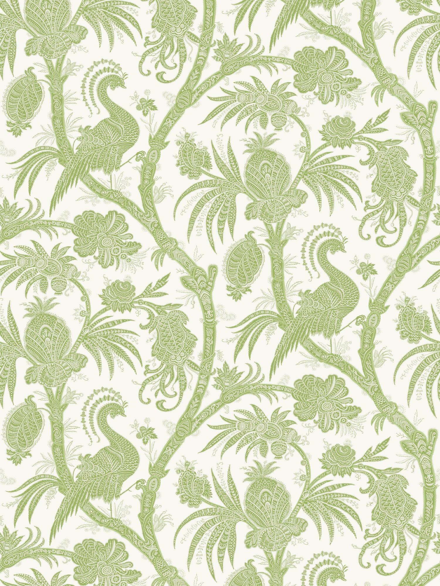 Balinese Peacock wallpaper in pear color - pattern number SC 0004WP88355 - by Scalamandre in the  collection