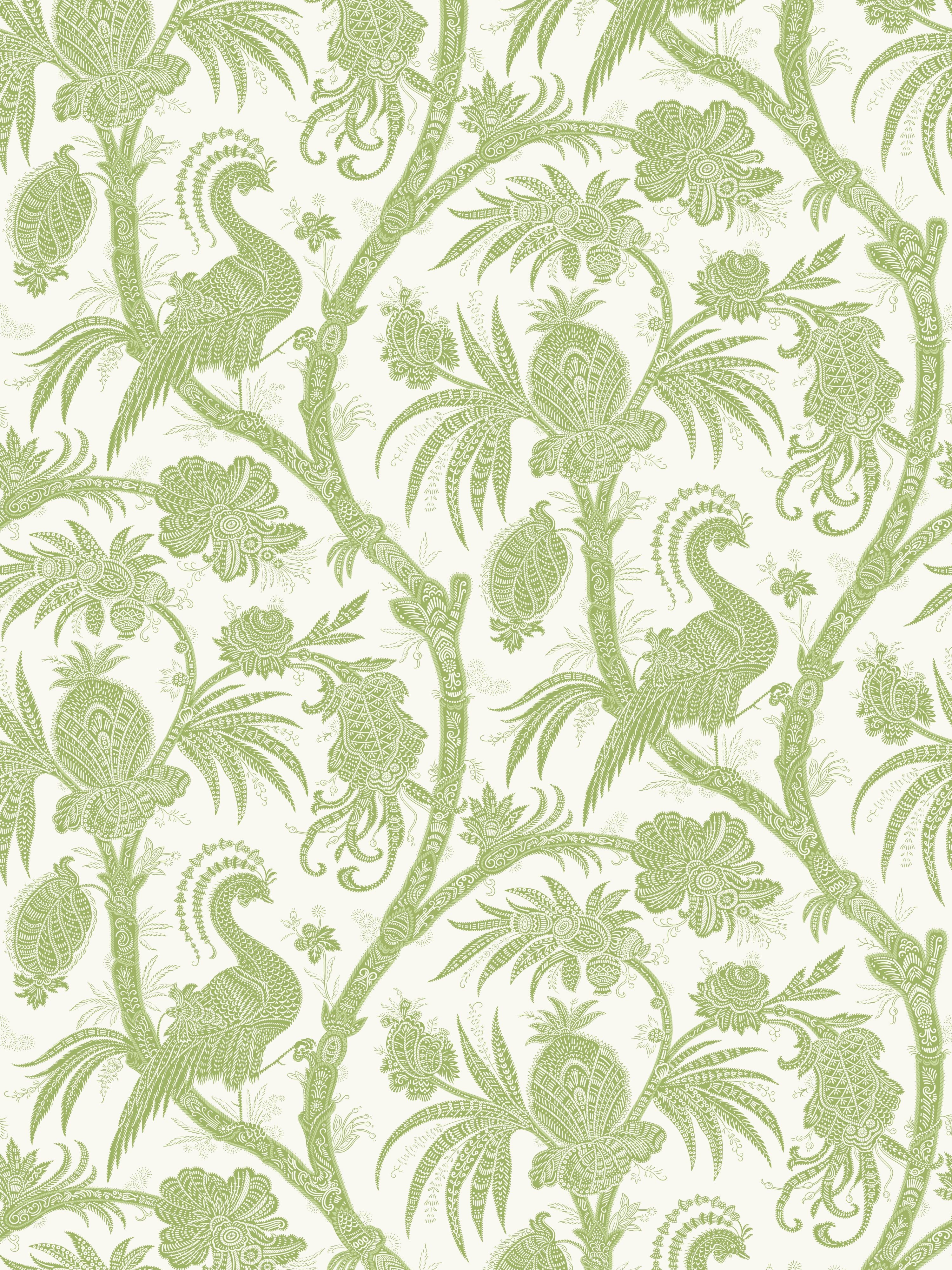 Balinese Peacock wallpaper in pear color - pattern number SC 0004WP88355 - by Scalamandre in the  collection