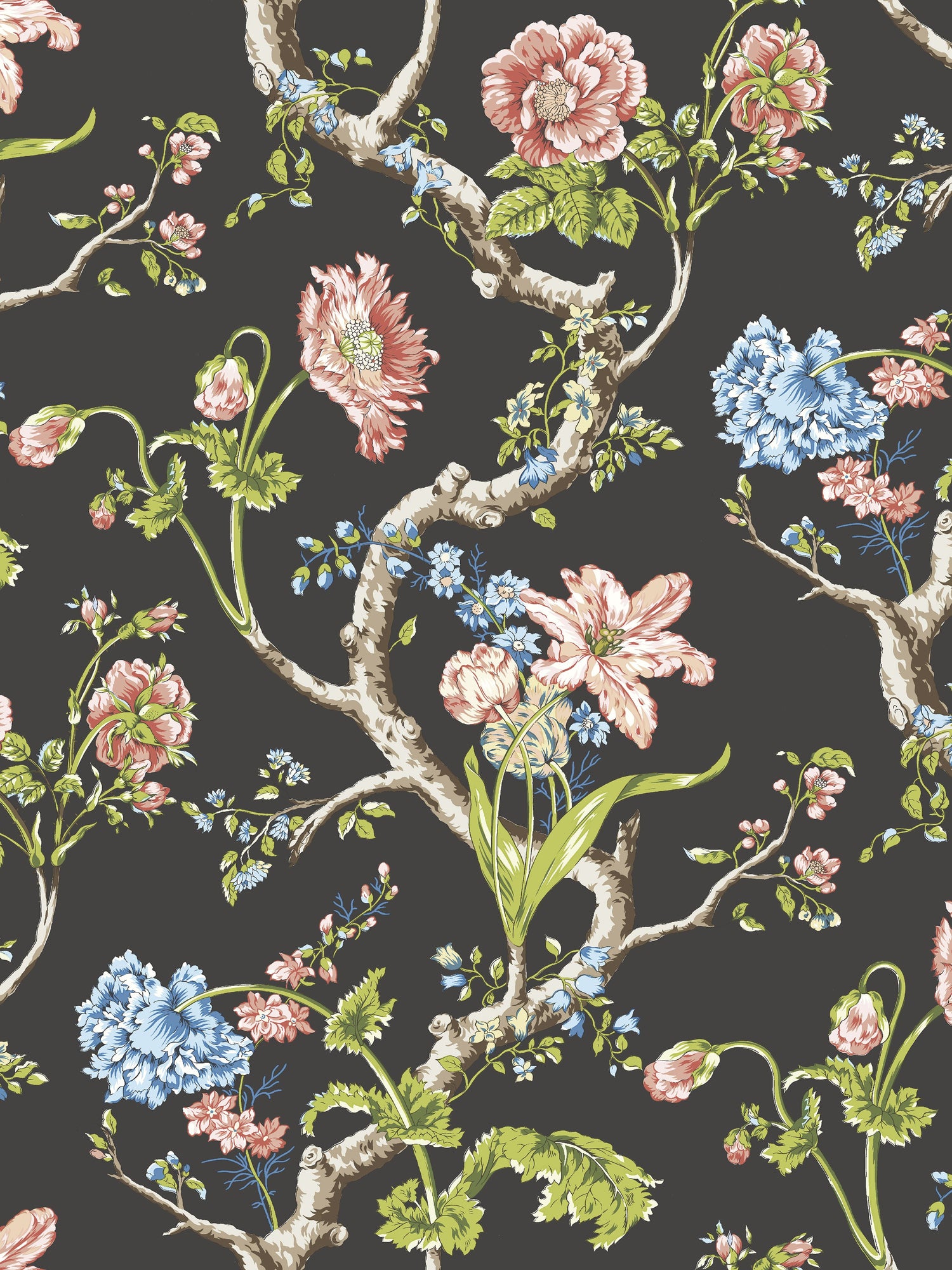 Andrew Jackson Floral wallpaper in noir color - pattern number SC 0004WP88432 - by Scalamandre in the  collection