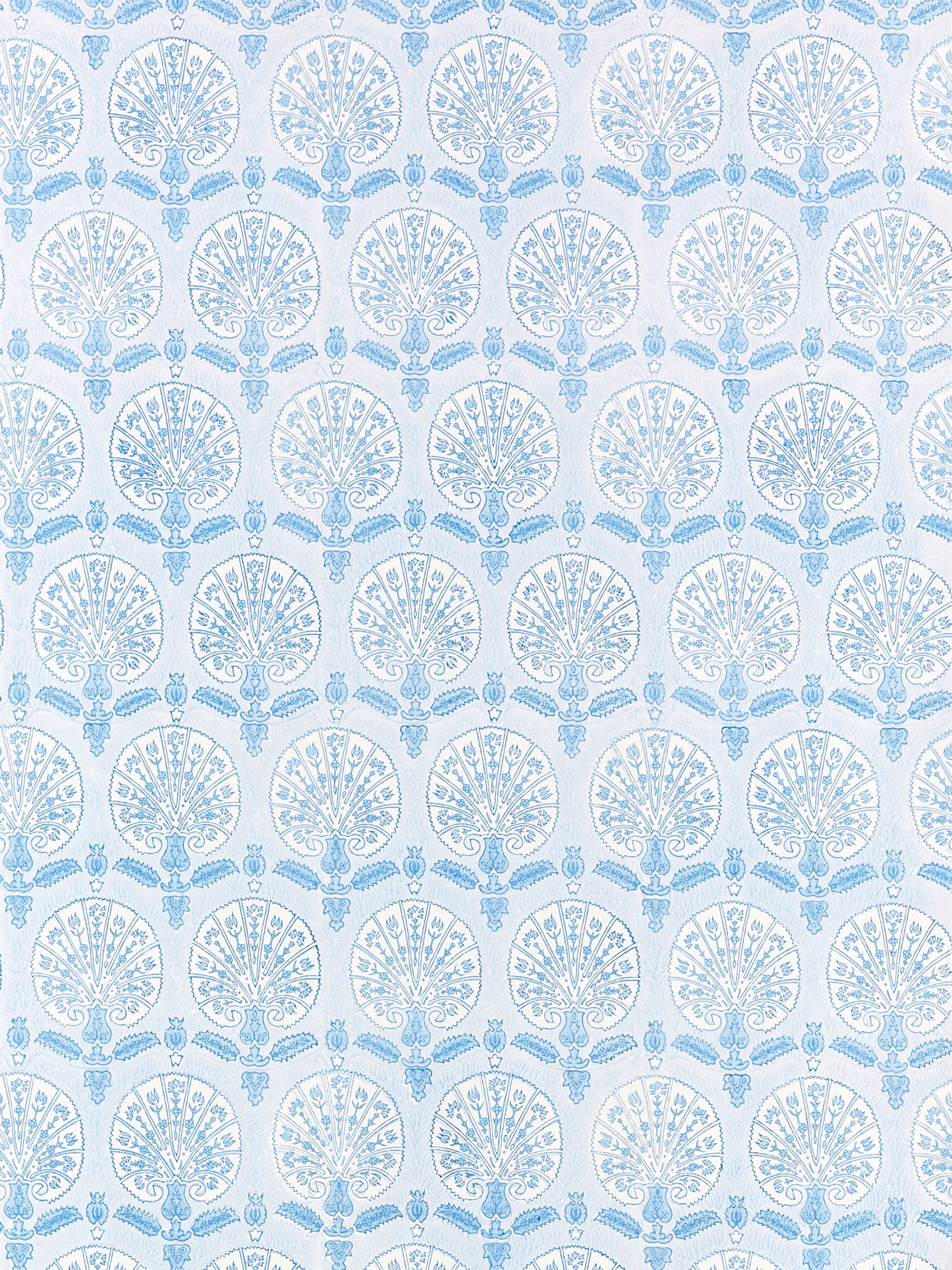 Karanfil Block Print wallpaper in sky color - pattern number SC 0004WP88560 - by Scalamandre in the  collection