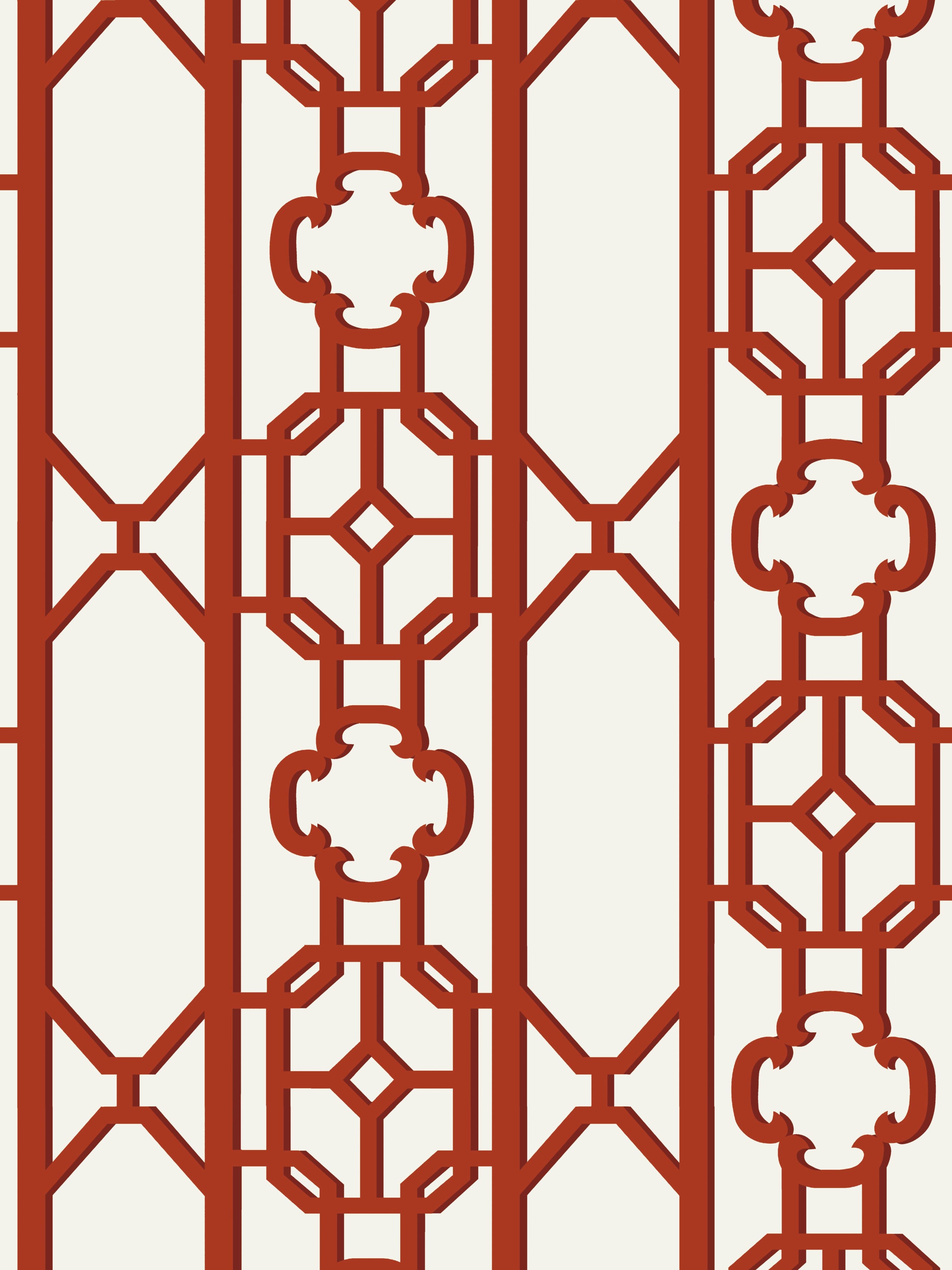 Joanna Fret wallpaper in lacquer red color - pattern number SC 0006WP88582D - by Scalamandre in the  collection