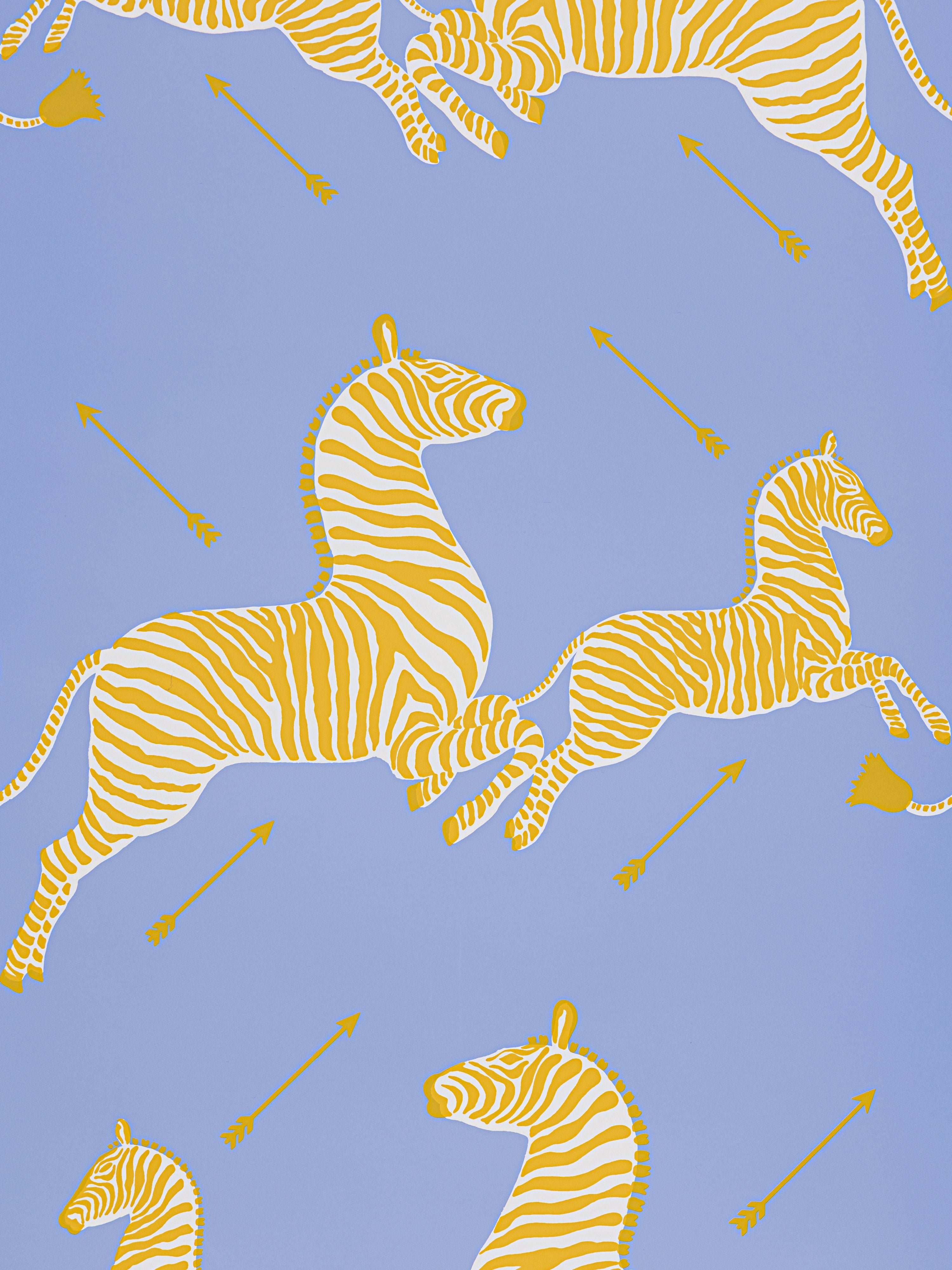 Zebras Vinyl wallpaper in periwinkle color - pattern number SC 0007WP81388MV - by Scalamandre in the  collection