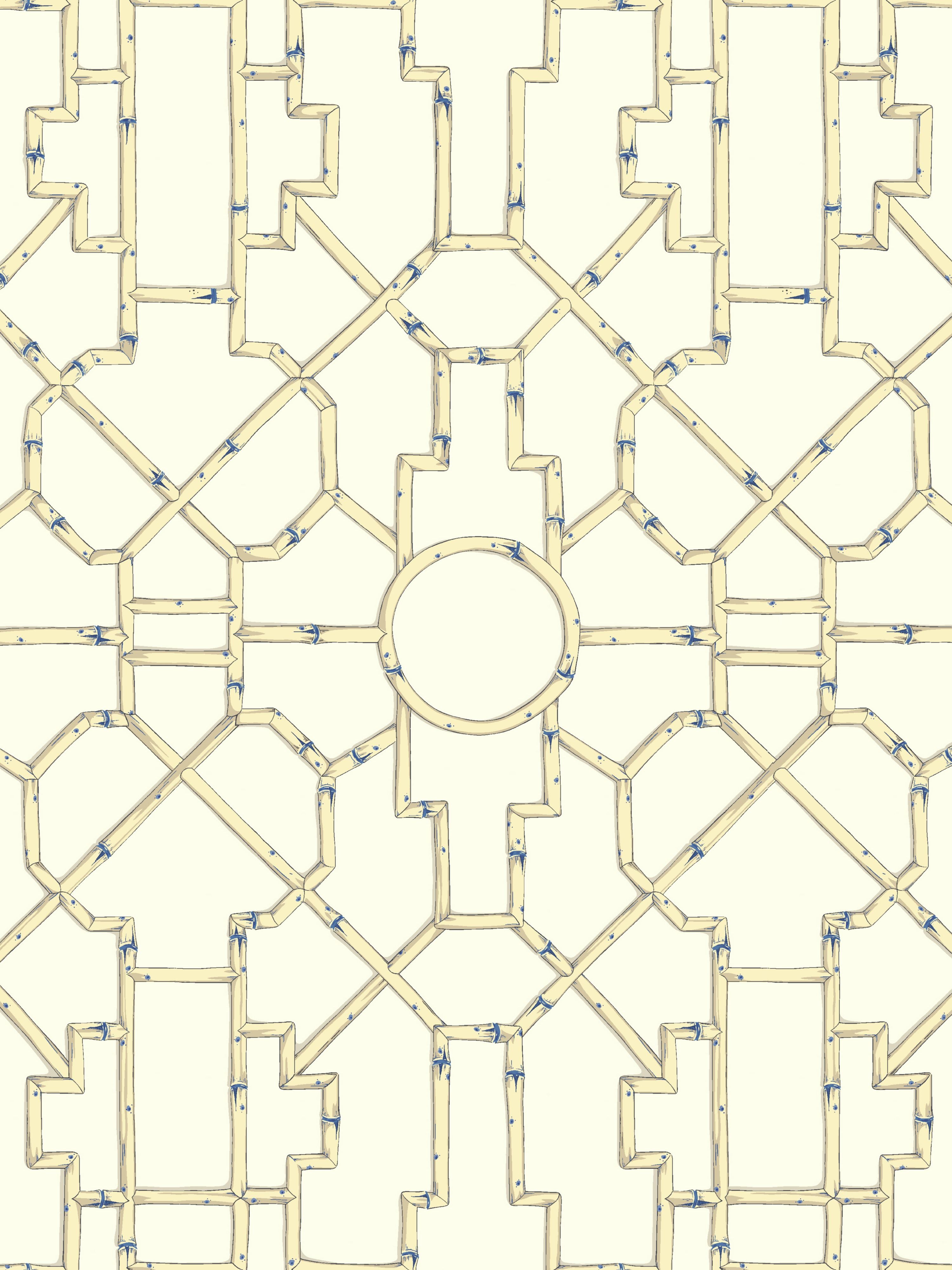 Baldwin Bamboo wallpaper in linen and blue on ecru color - pattern number SC 0007WP81630 - by Scalamandre in the  collection