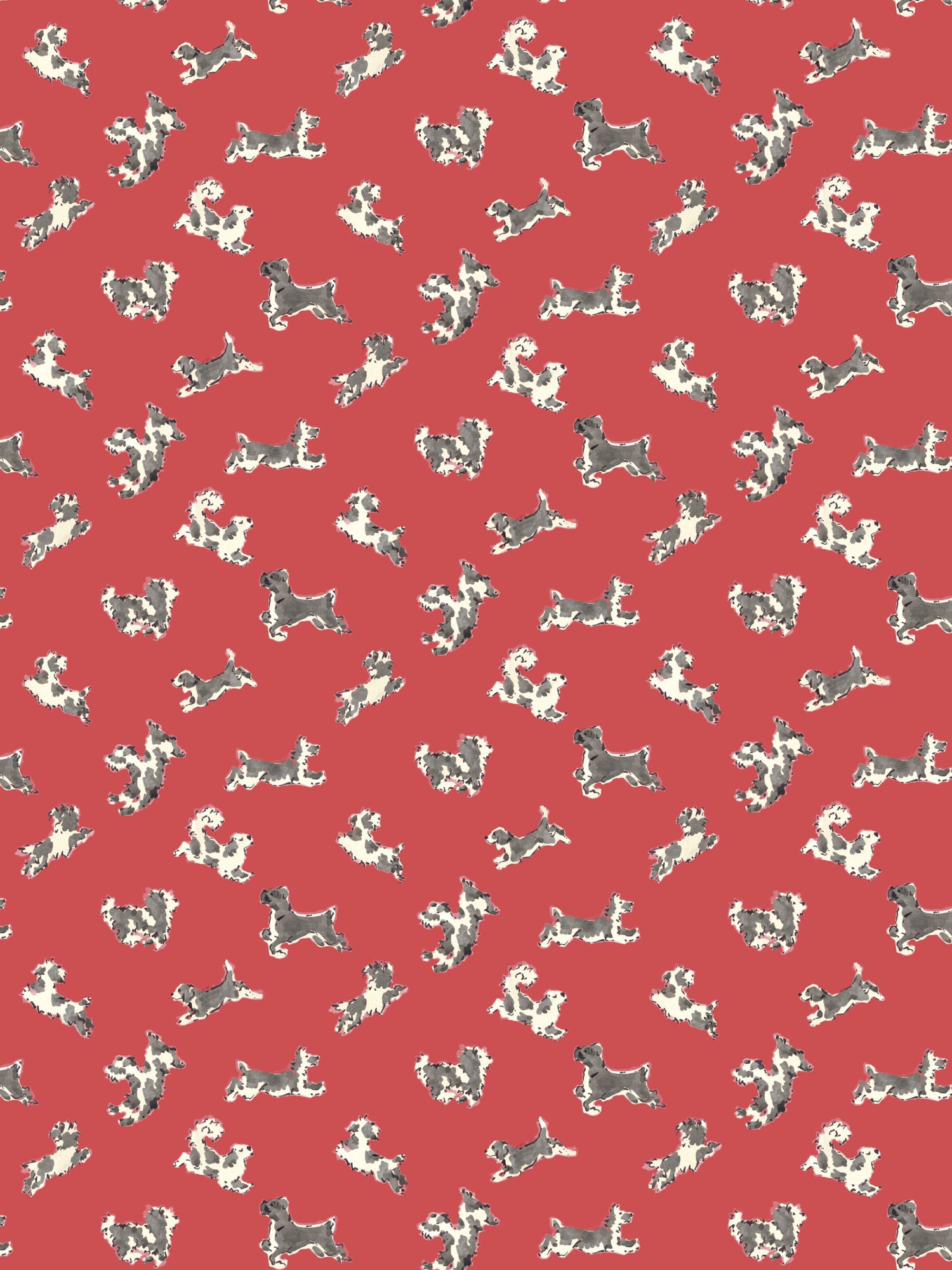 Fete De Chien wallpaper in red pepper and charcoal color - pattern number SC WP88183D0007 - by Scalamandre in the  collection