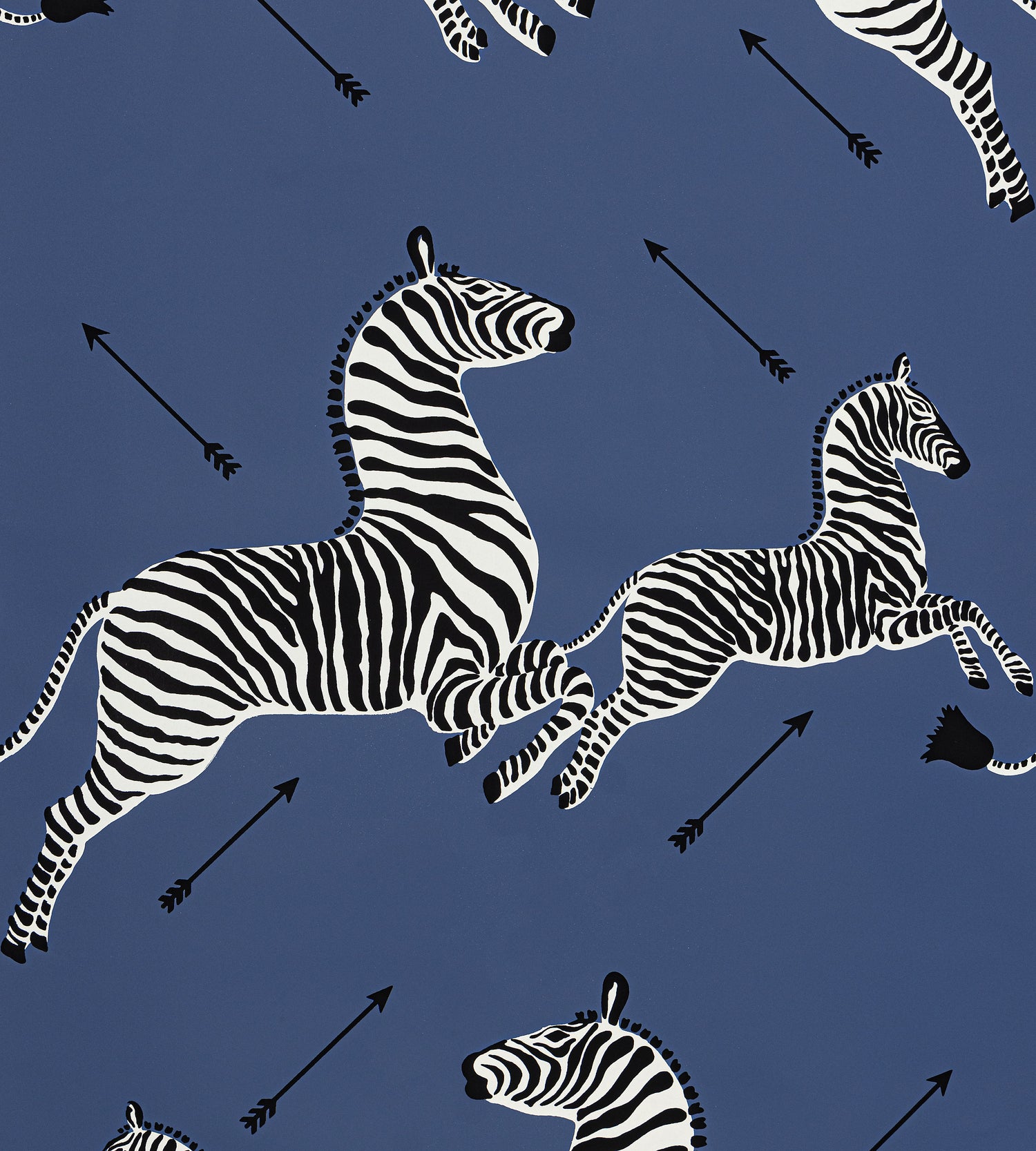 Zebras Wallpaper in denim color - pattern number SC WP81388D0008 - by Scalamandre in the  collection