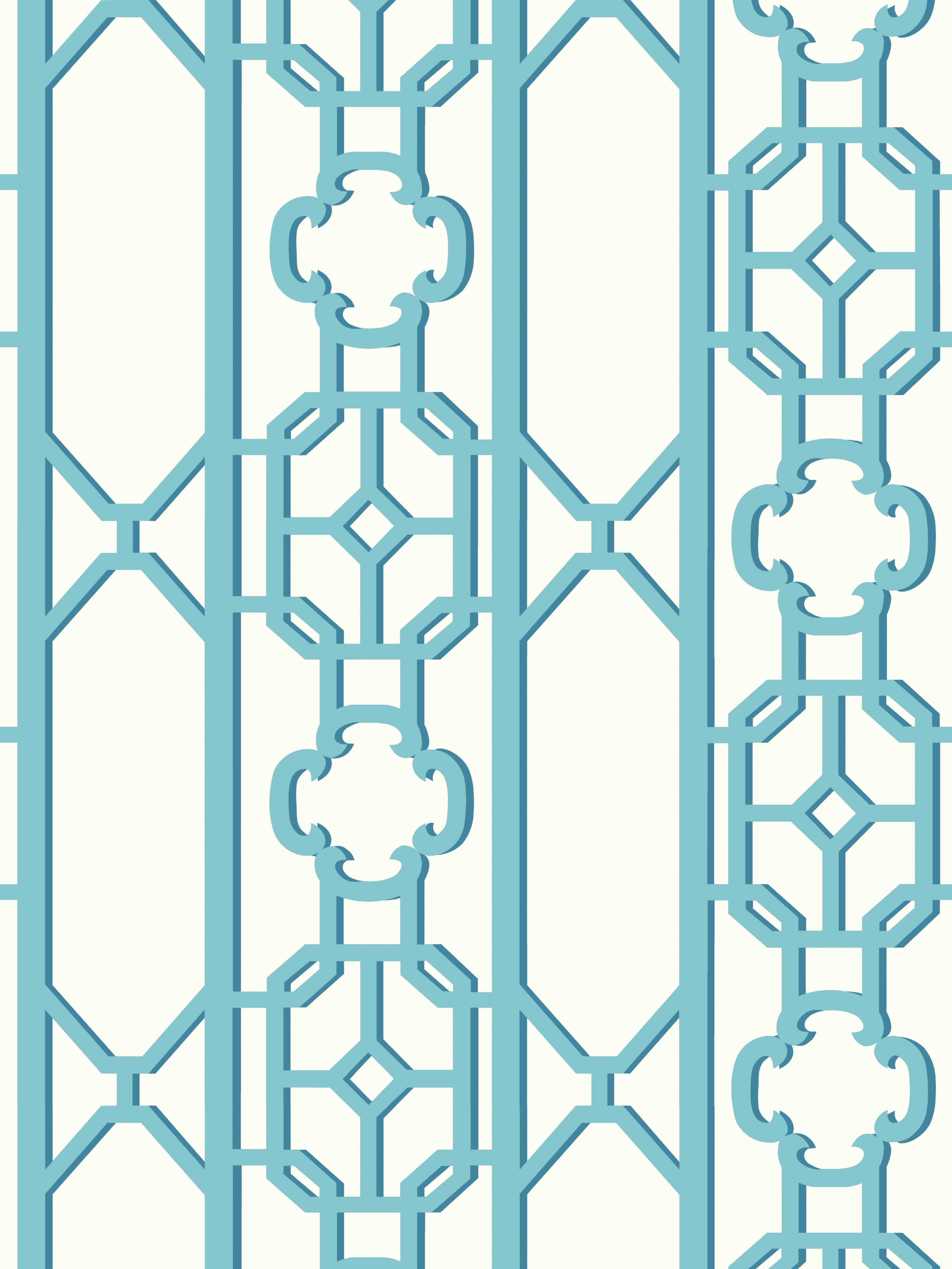 Joanna Fret wallpaper in turquoise color - pattern number SC 0010WP88582D - by Scalamandre in the  collection