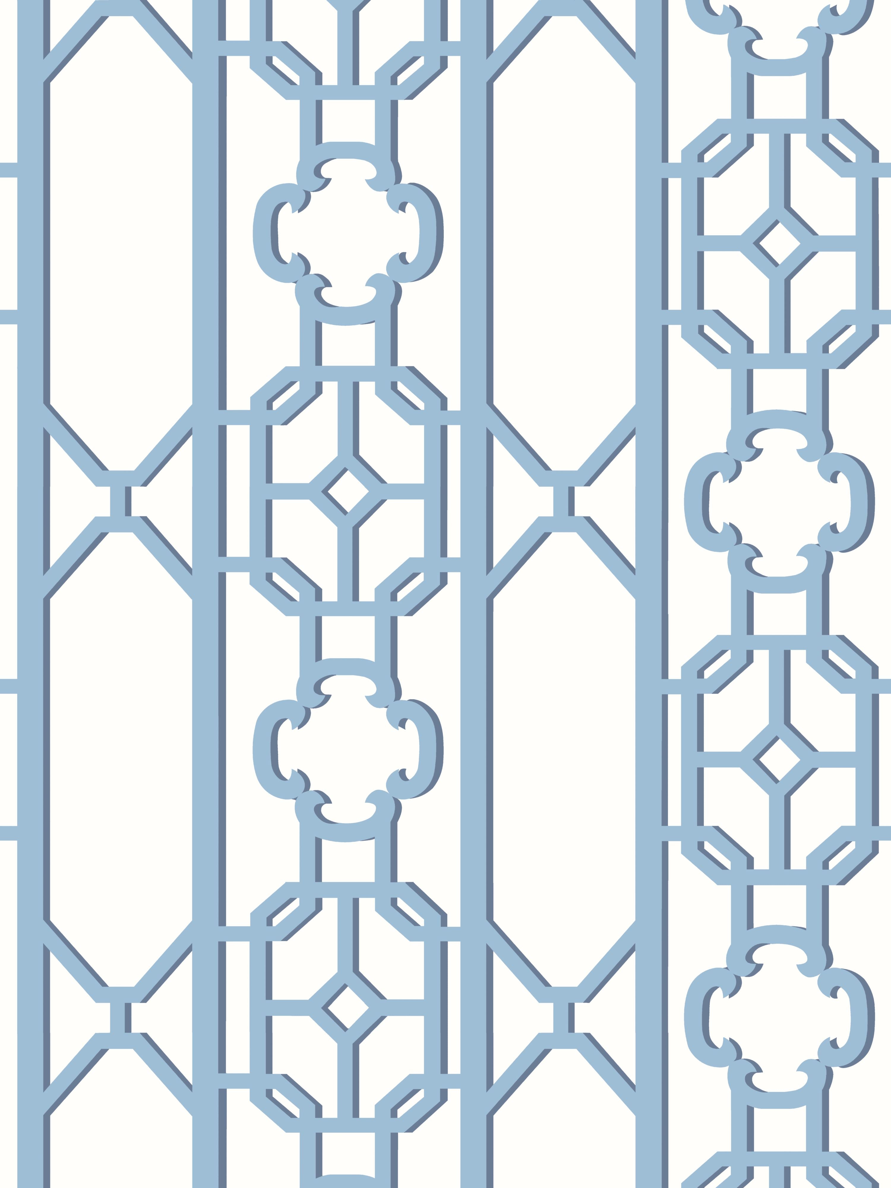 Joanna Fret wallpaper in blue jay color - pattern number SC 0011WP88582D - by Scalamandre in the  collection