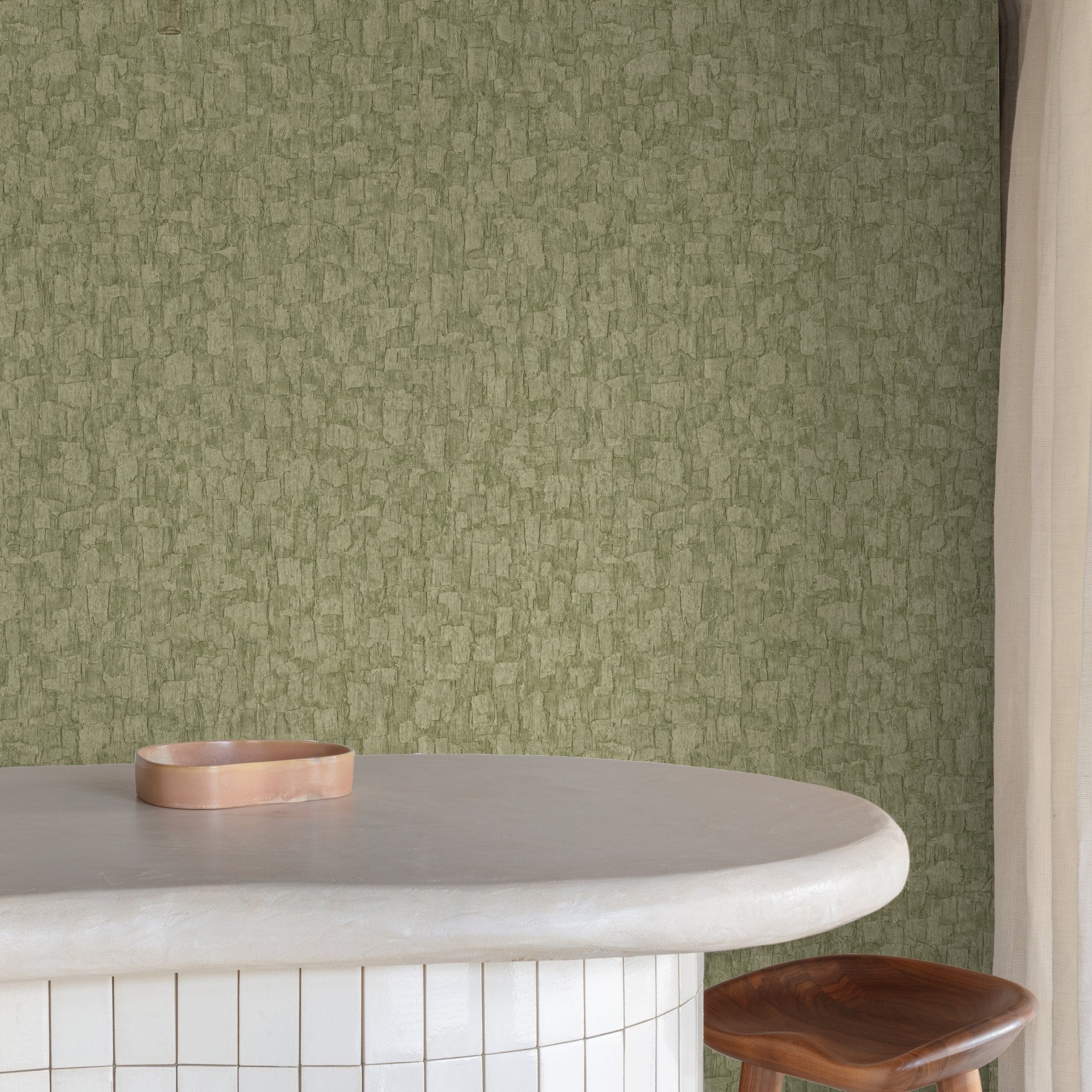 Wood plain Wallpaper in green color - pattern number SF1005 - by Grandeco in the Surfaces collection