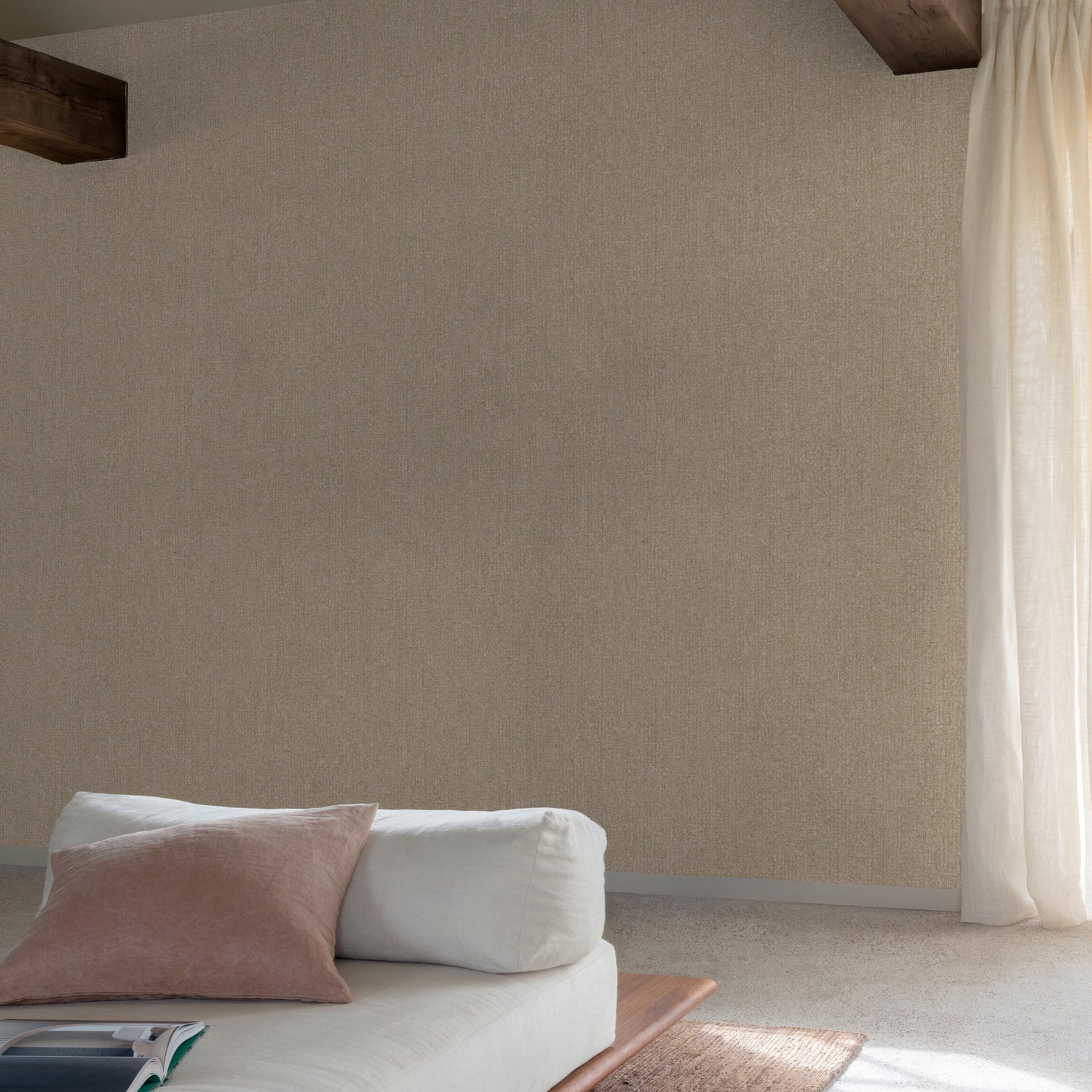 Stone plain Wallpaper in beige color - pattern number SF1106 - by Grandeco in the Surfaces collection
