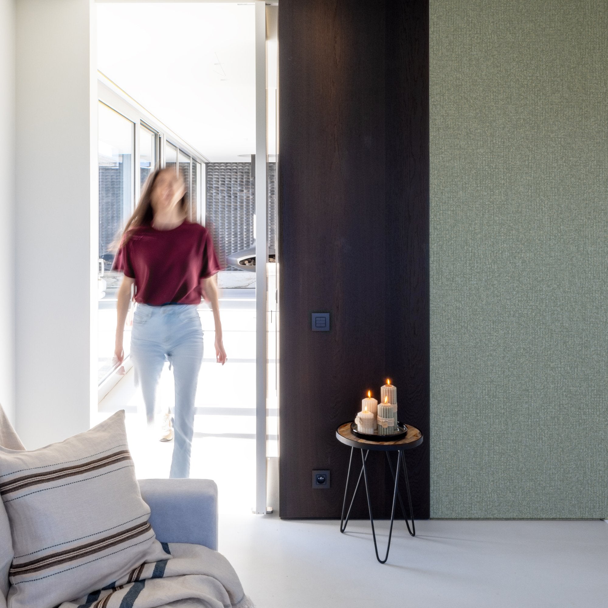 Stone plain Wallpaper in green color - pattern number SF1108 - by Grandeco in the Surfaces collection