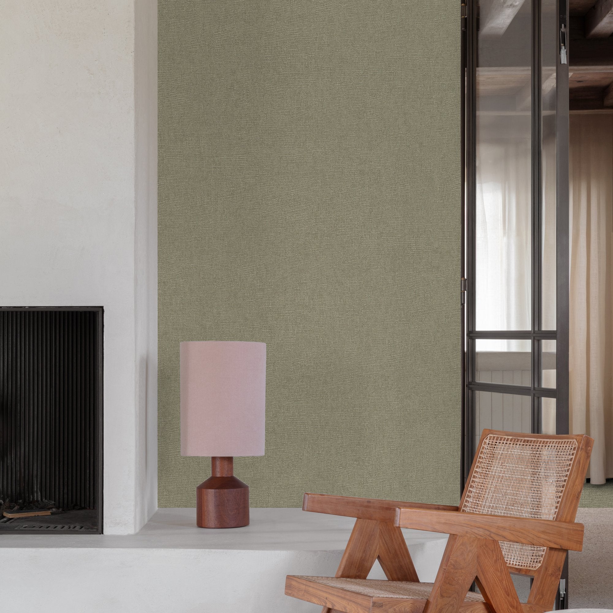 Faux Unis Natural Wallpaper in green color - pattern number SF1208 - by Grandeco in the Surfaces collection