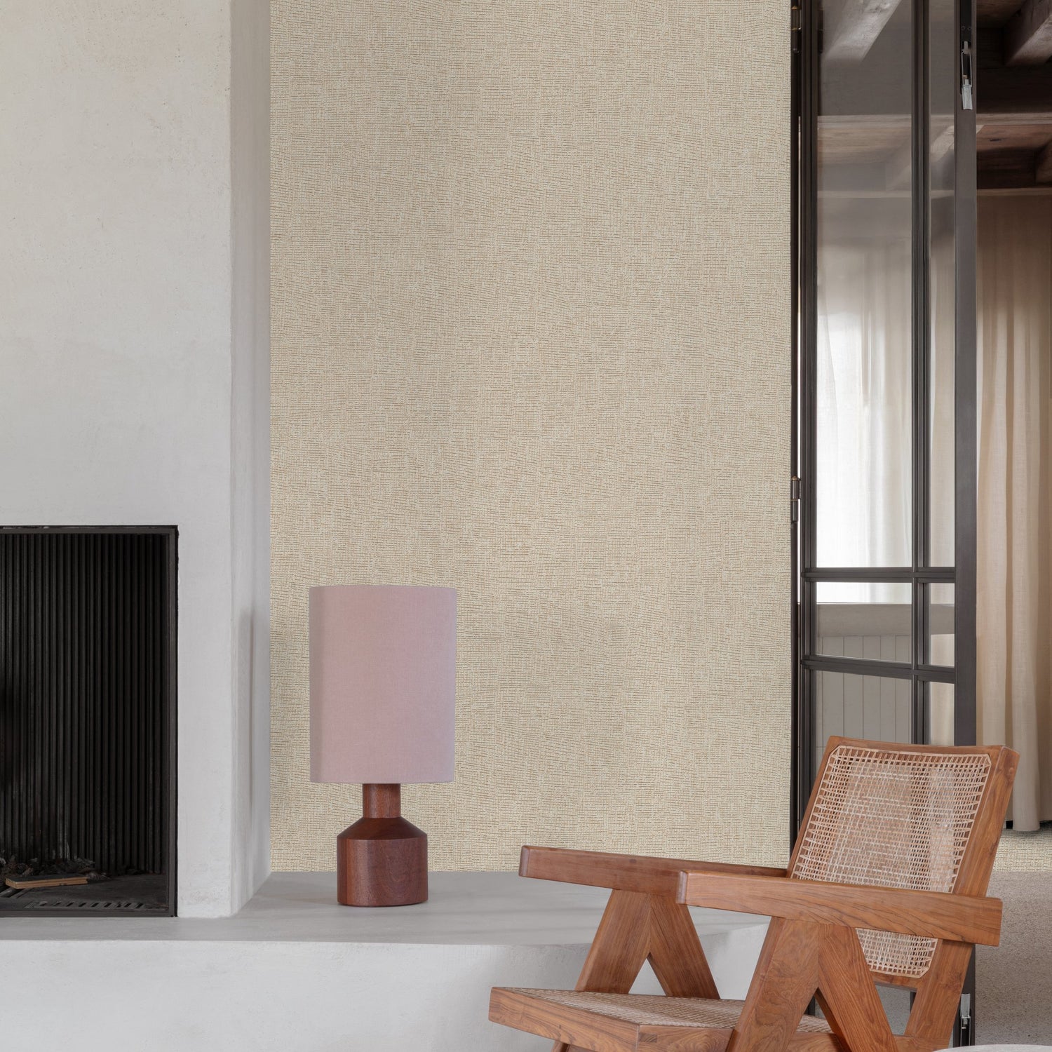 Faux Unis Natural Wallpaper in beige color - pattern number SF1213 - by Grandeco in the Surfaces collection