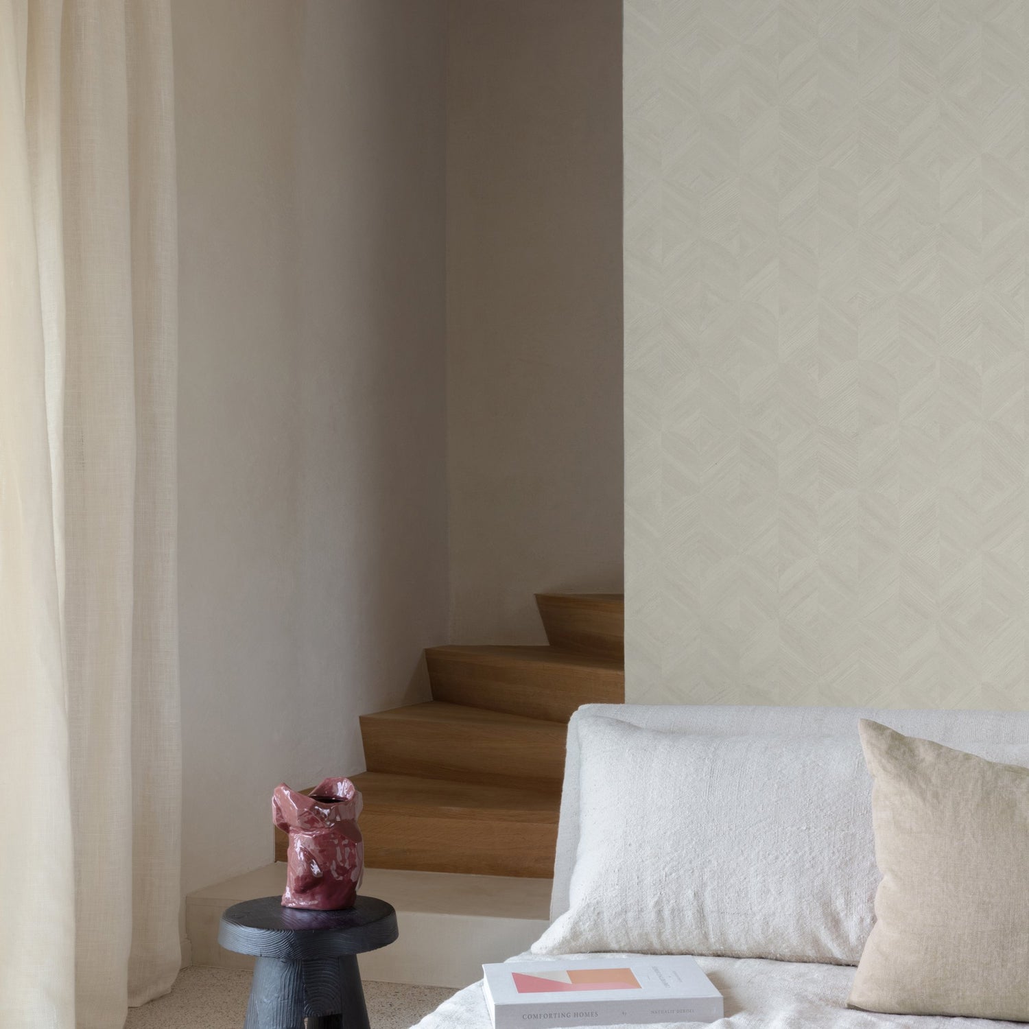 Geometric All-over Wallpaper in cream color - pattern number SF3201 - by Grandeco in the Surfaces collection