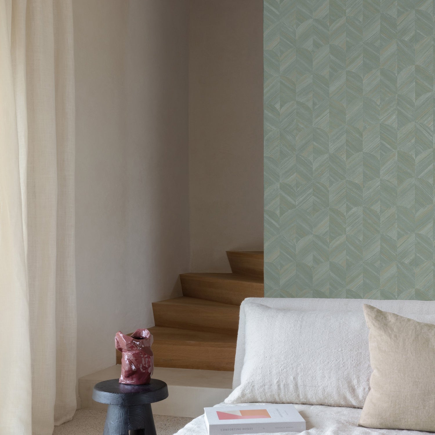 Geometric All-over Wallpaper in blue color - pattern number SF3212 - by Grandeco in the Surfaces collection