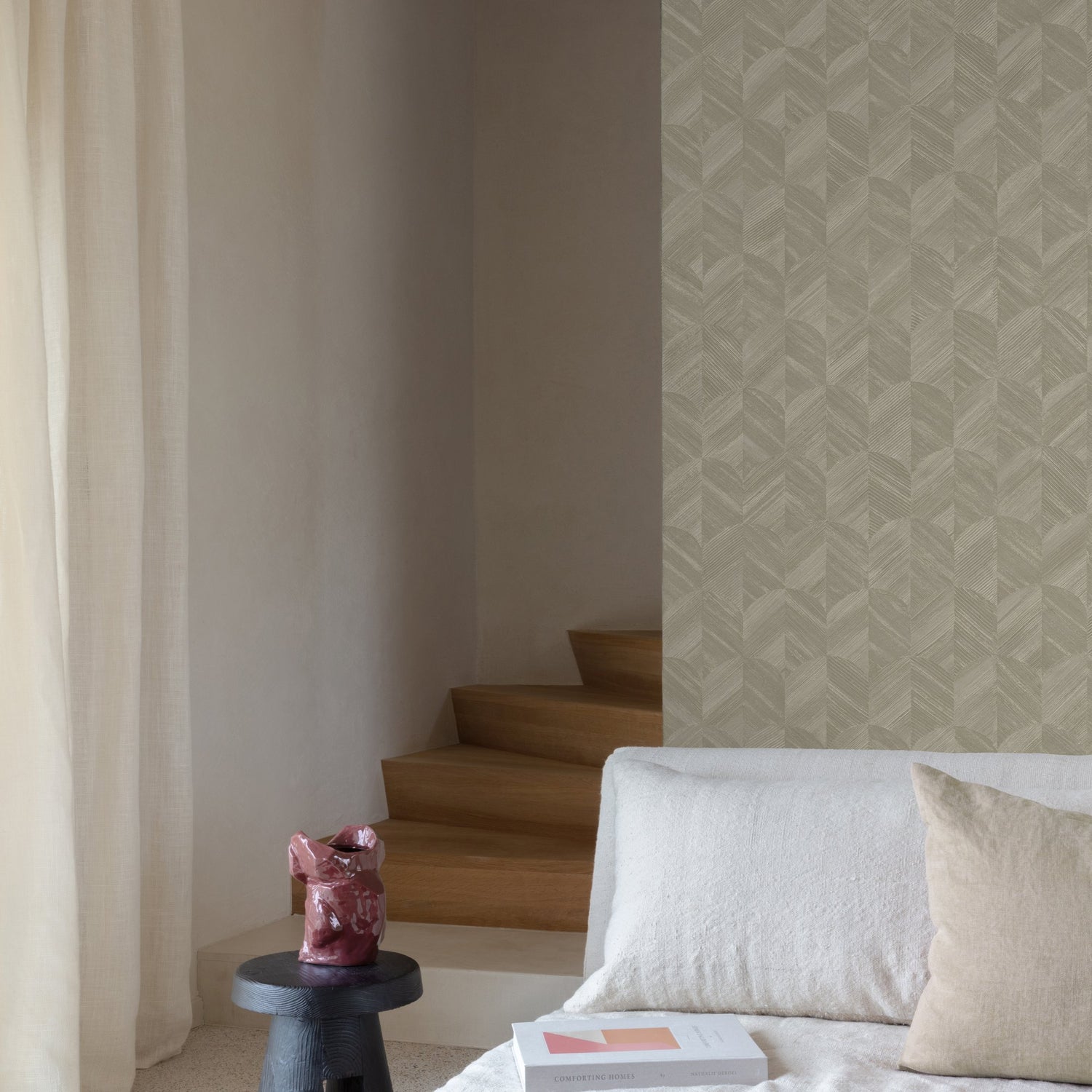 Geometric All-over Wallpaper in brown color - pattern number SF3214 - by Grandeco in the Surfaces collection