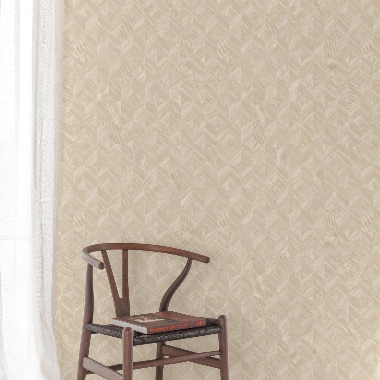 Geometric All-over Wallpaper in beige color - pattern number SF3233 - by Grandeco in the Surfaces collection
