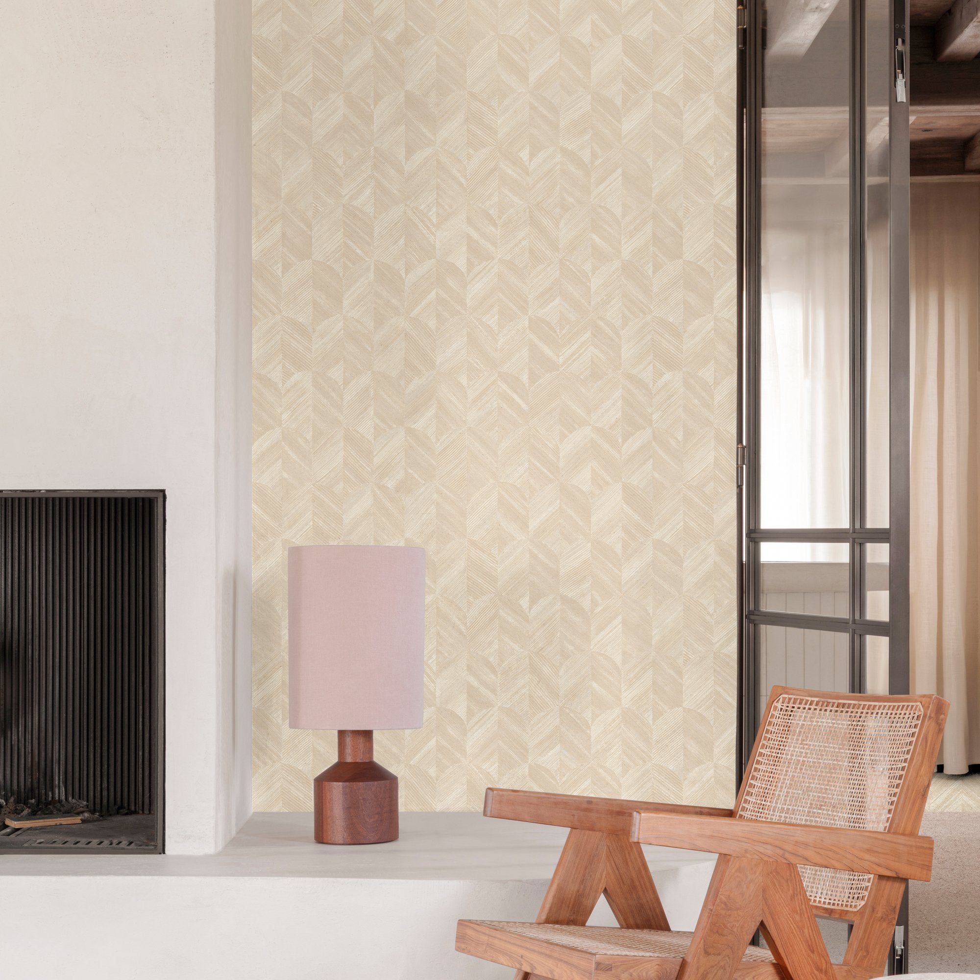 Geometric All-over Wallpaper in beige color - pattern number SF3233 - by Grandeco in the Surfaces collection