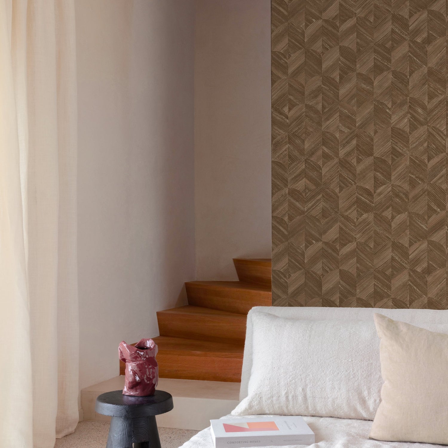 Geometric All-over Wallpaper in brown color - pattern number SF3239 - by Grandeco in the Surfaces collection